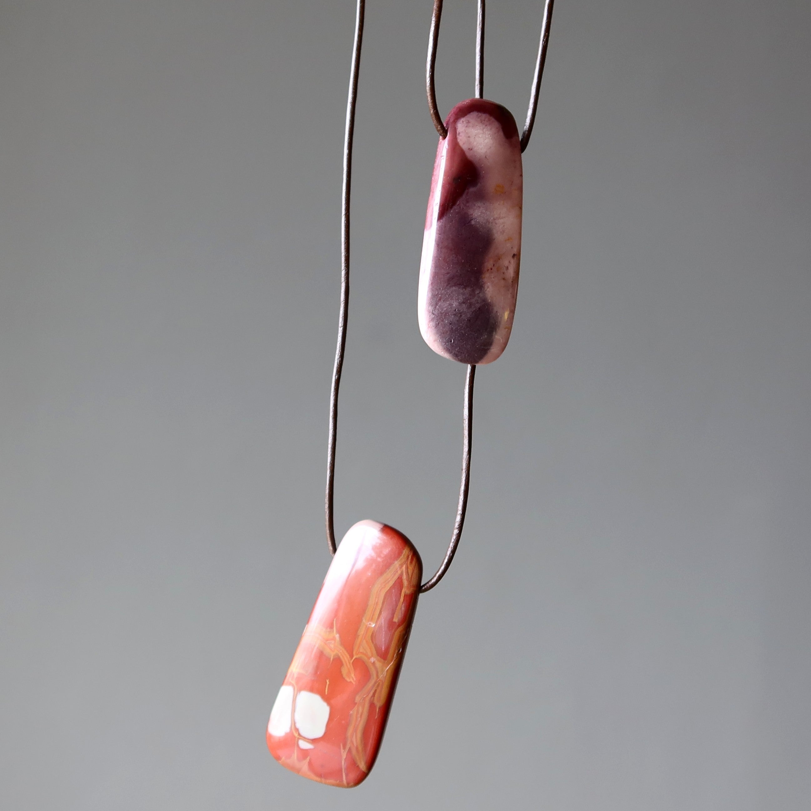 Mookaite Jasper Necklace Work of Art Crystal Leather
