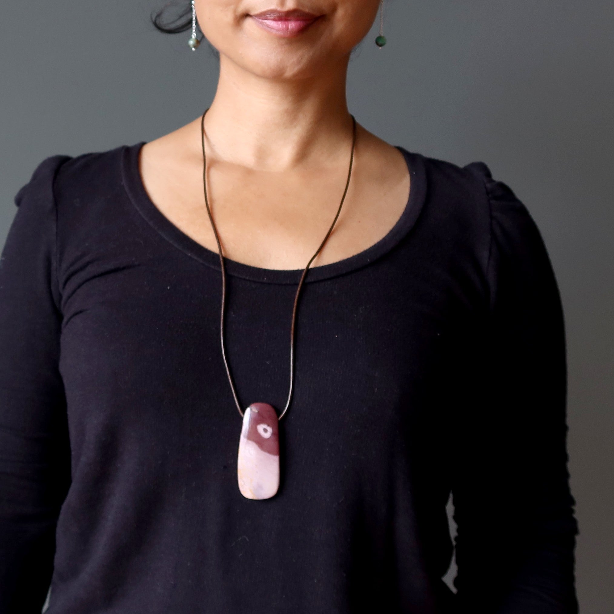 Mookaite Jasper Necklace Work of Art Crystal Leather