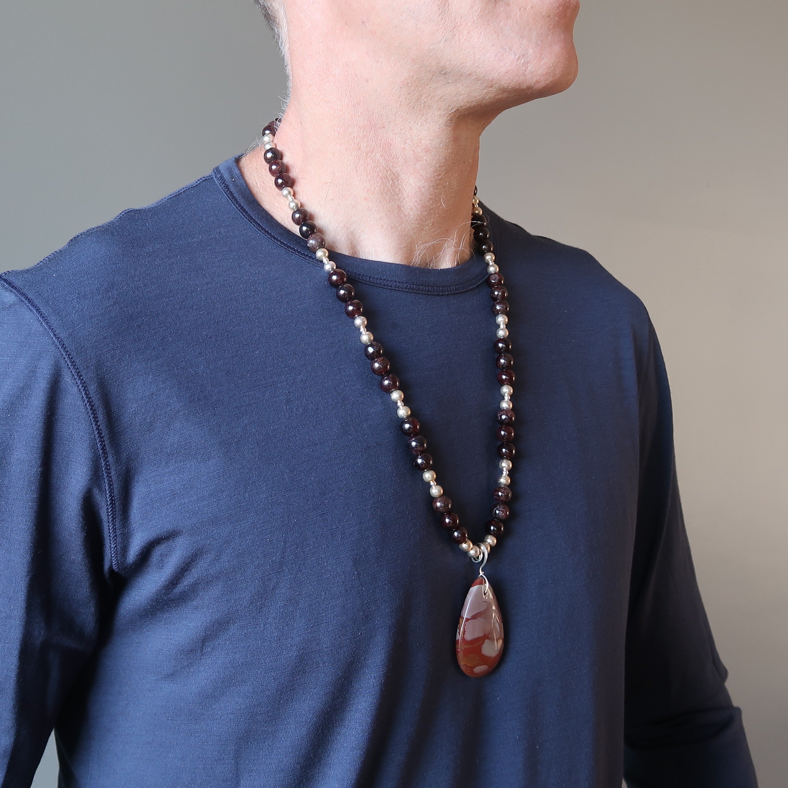 Mookaite Jasper Necklace Luscious Garnet Gunmetal