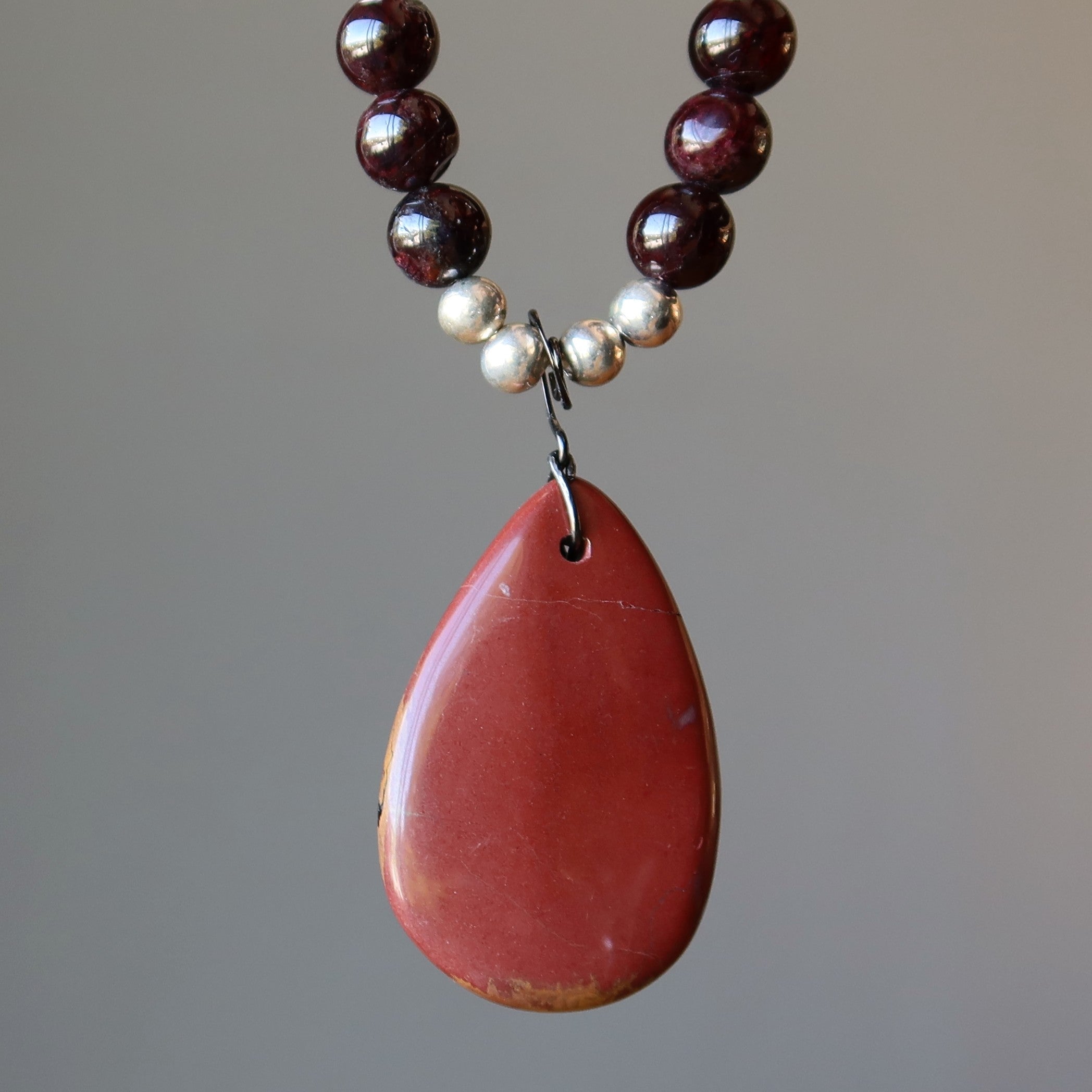 Mookaite Jasper Necklace Luscious Garnet Gunmetal