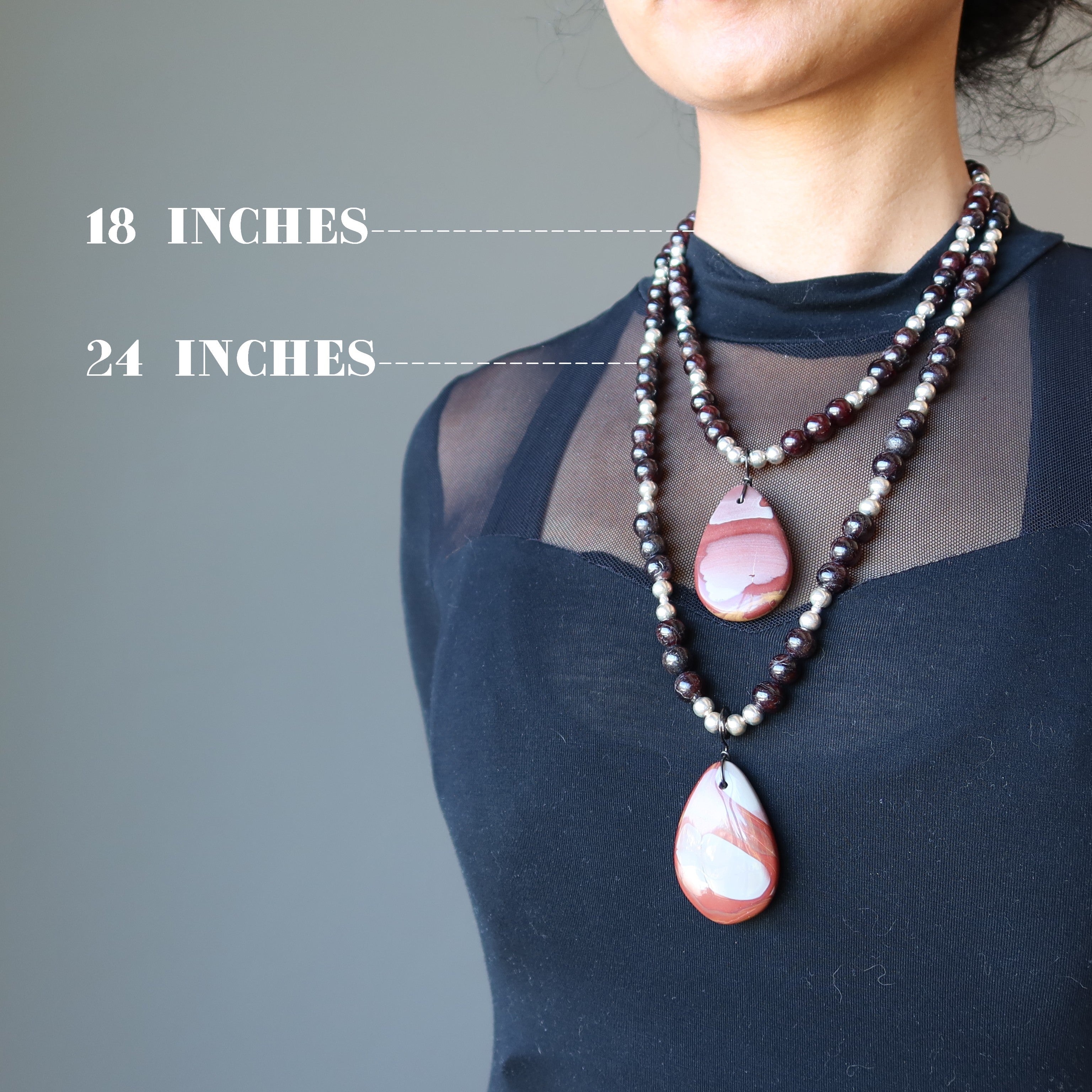 Mookaite Jasper Necklace Luscious Garnet Gunmetal