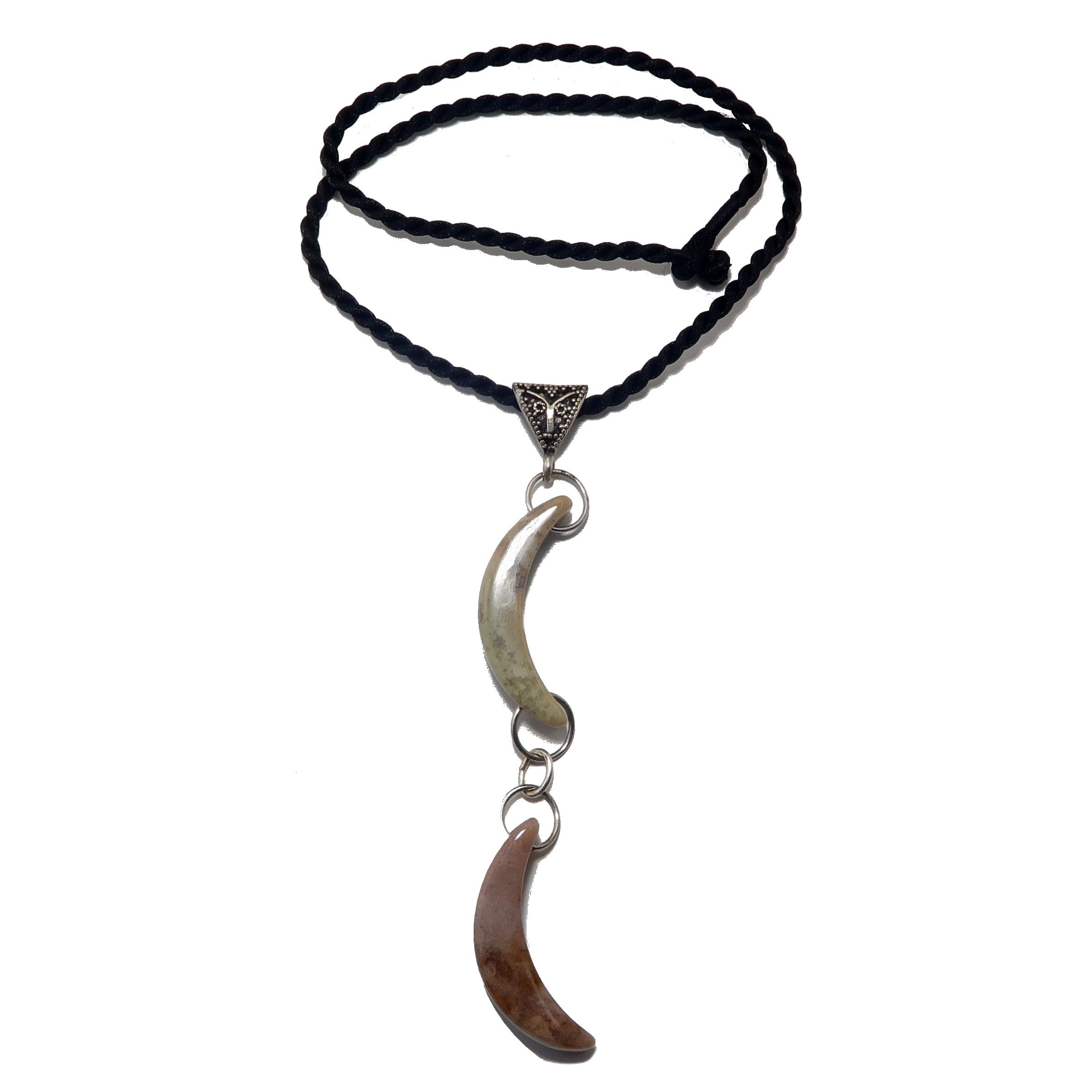 Polychrome Jasper Necklace Double Moon Astrology Crystal