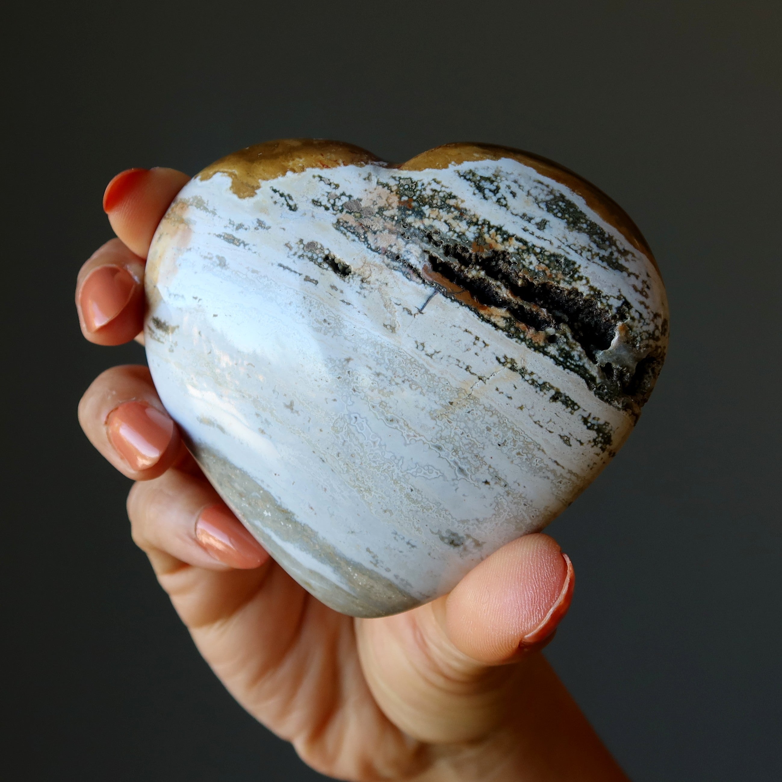 Ocean Jasper Heart Sandy Beach Lover Crystal