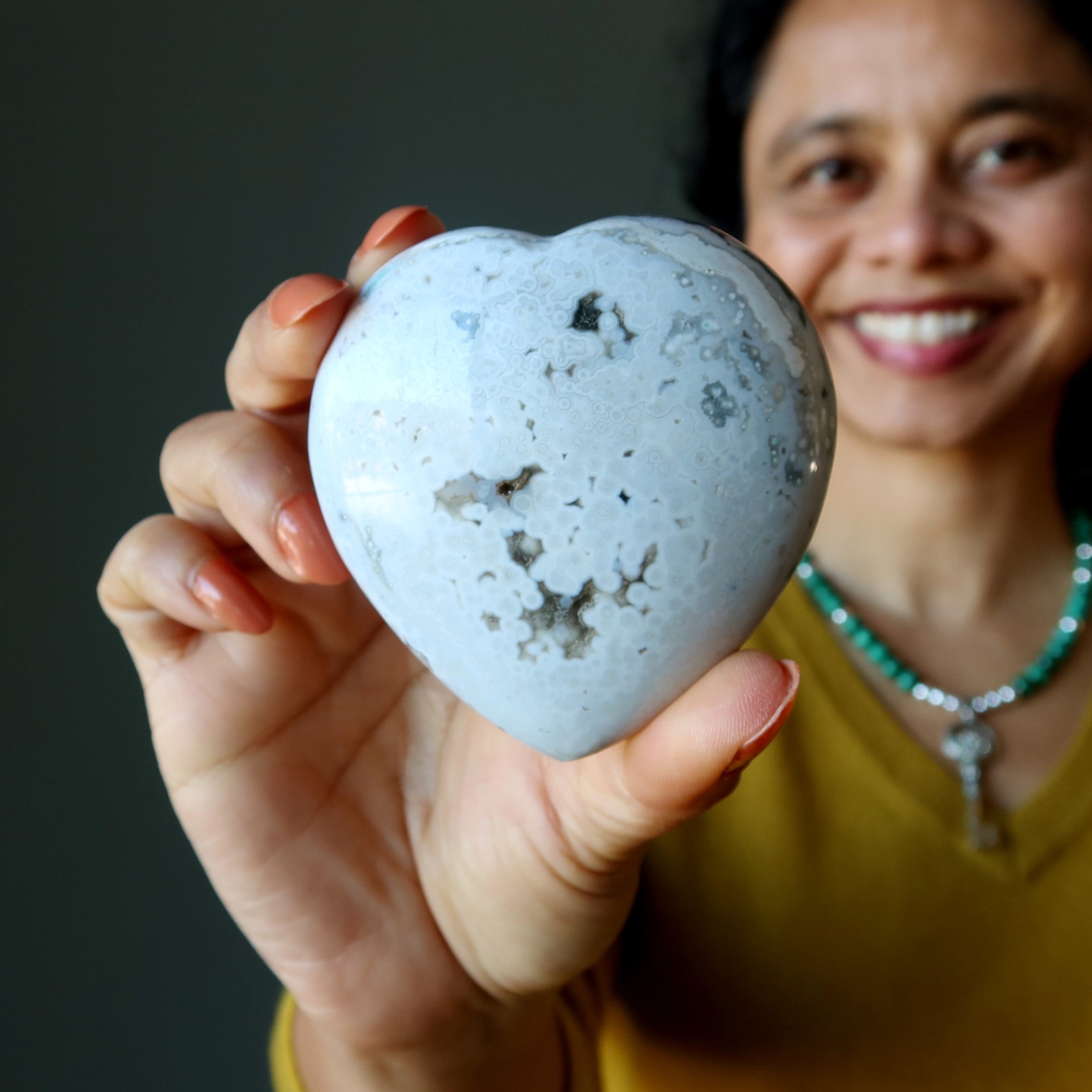 Cœur de jaspe océanique Amour d'été Plage de sable blanc