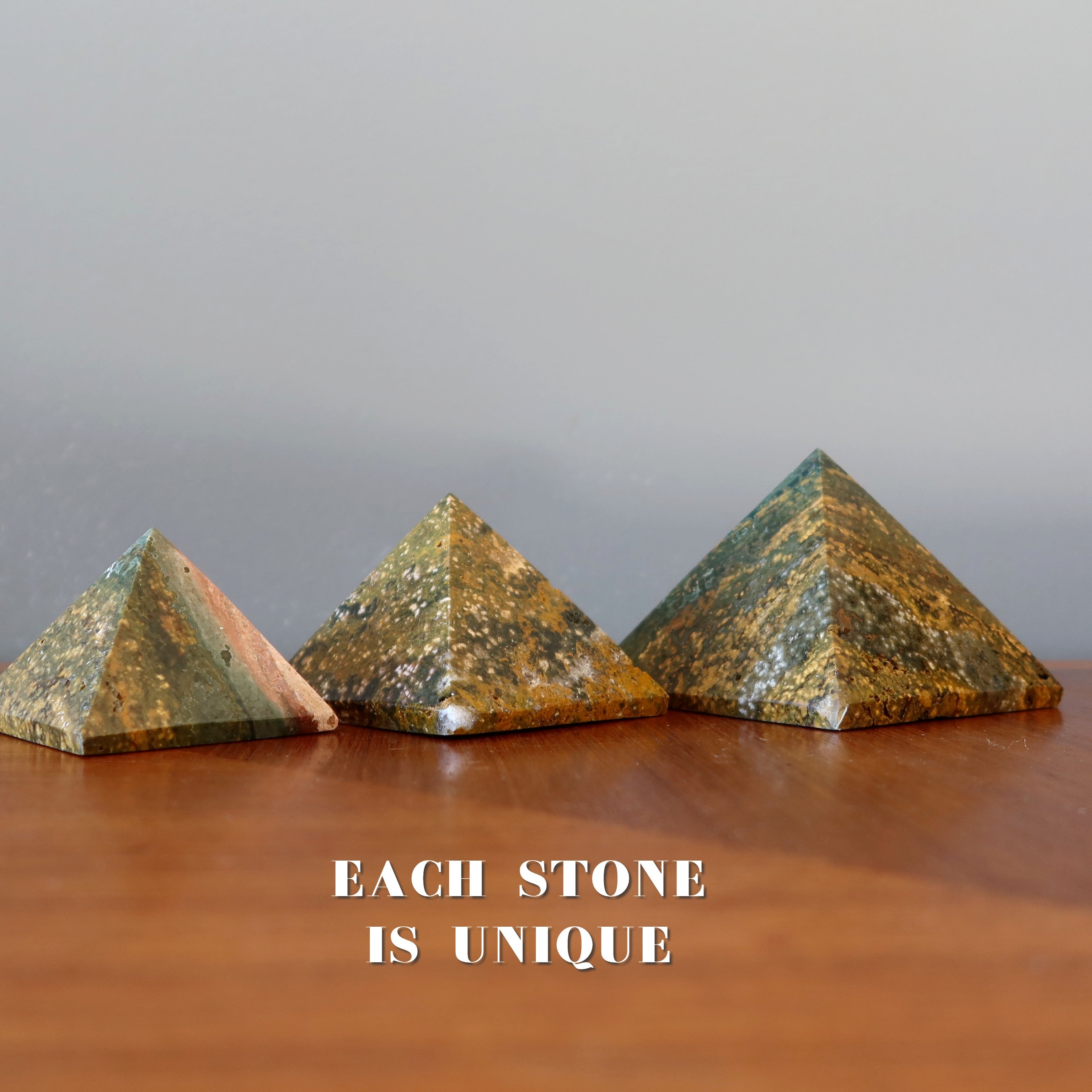 Ocean Jasper Pyramid Sacred Golden Green Stone