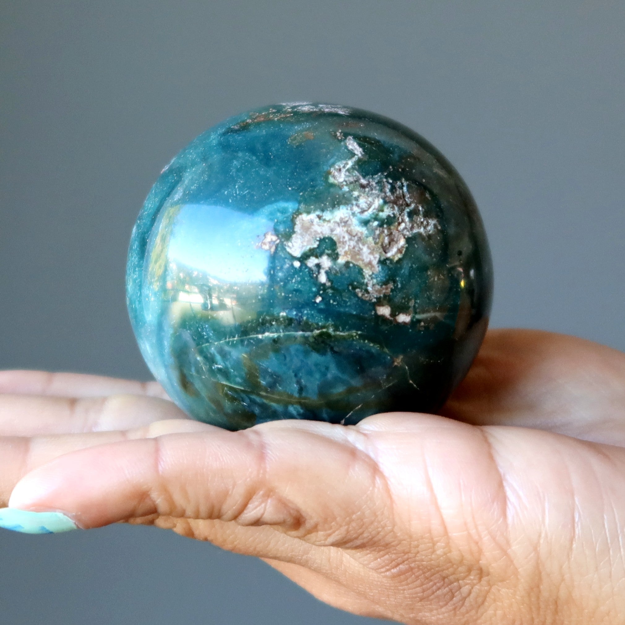 Ocean Jasper Sphere Green Sea Turtle Crystal Ball