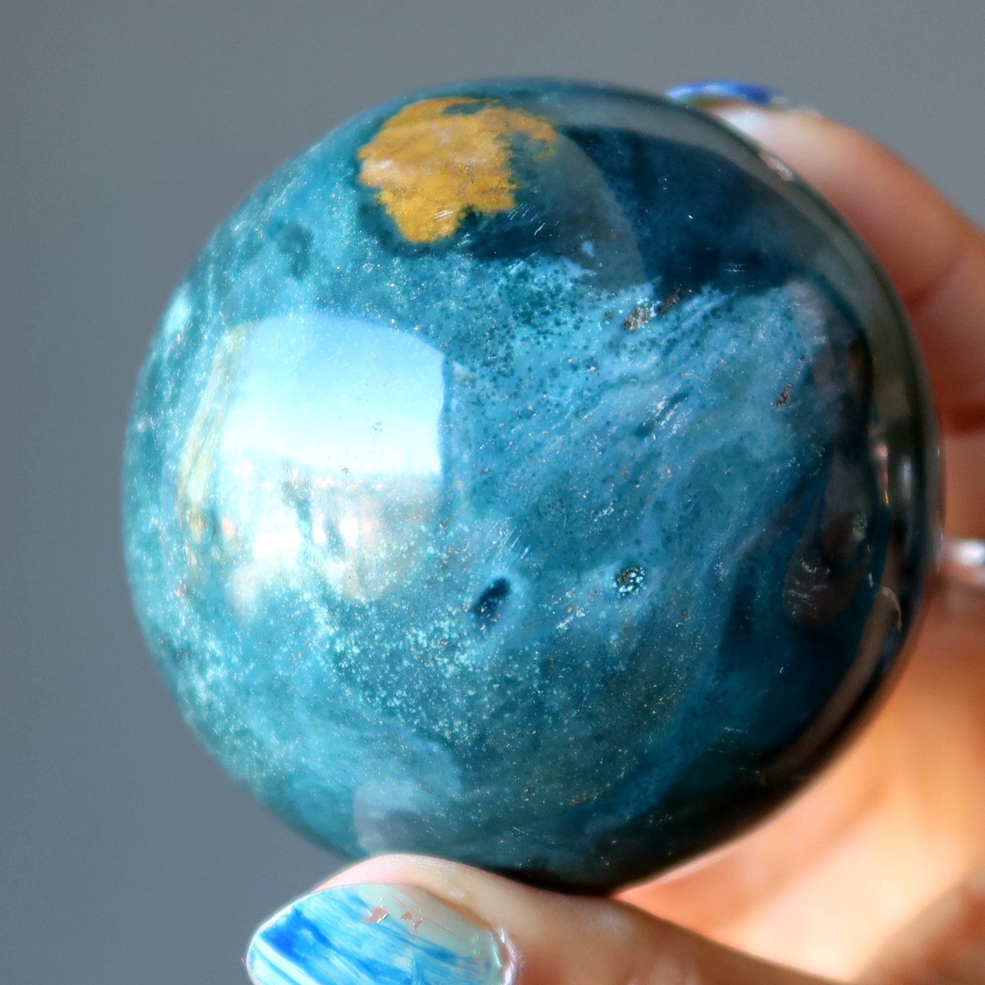 Ocean Jasper Sphere Green Sea Turtle Crystal Ball