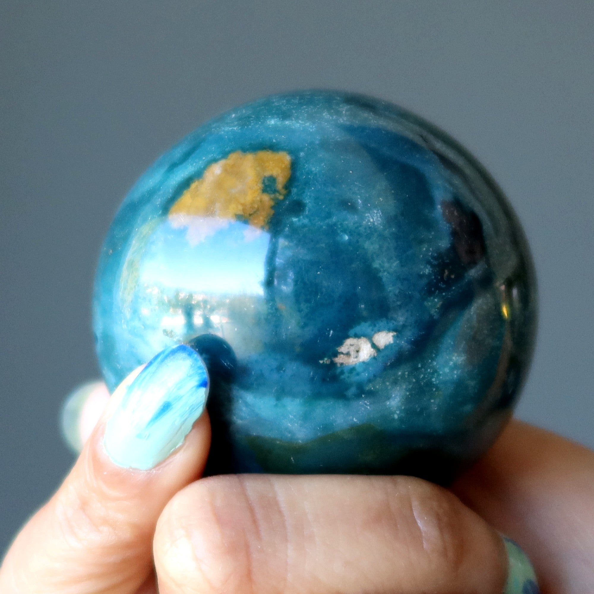 Ocean Jasper Sphere Green Sea Turtle Crystal Ball