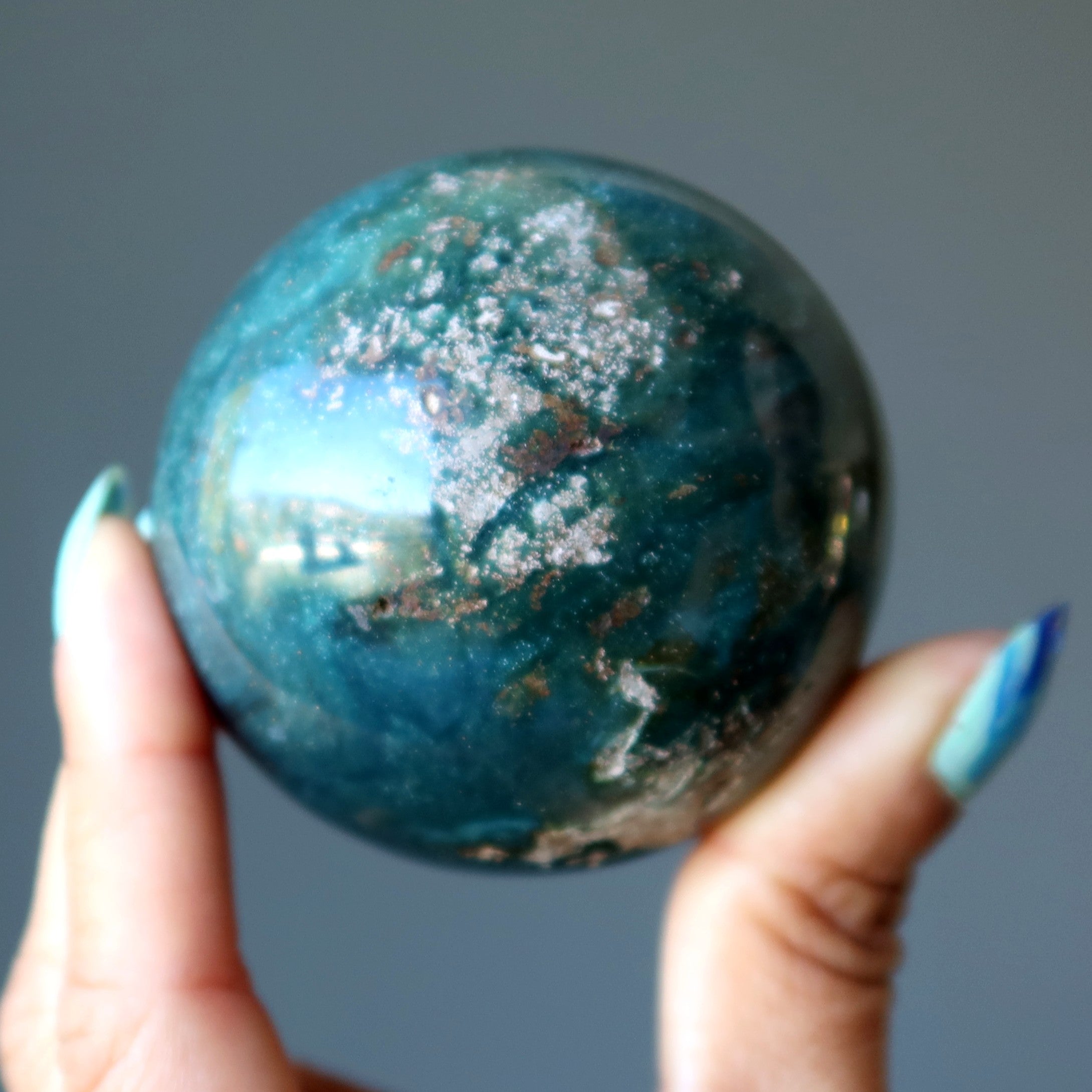 Ocean Jasper Sphere Green Sea Turtle Crystal Ball
