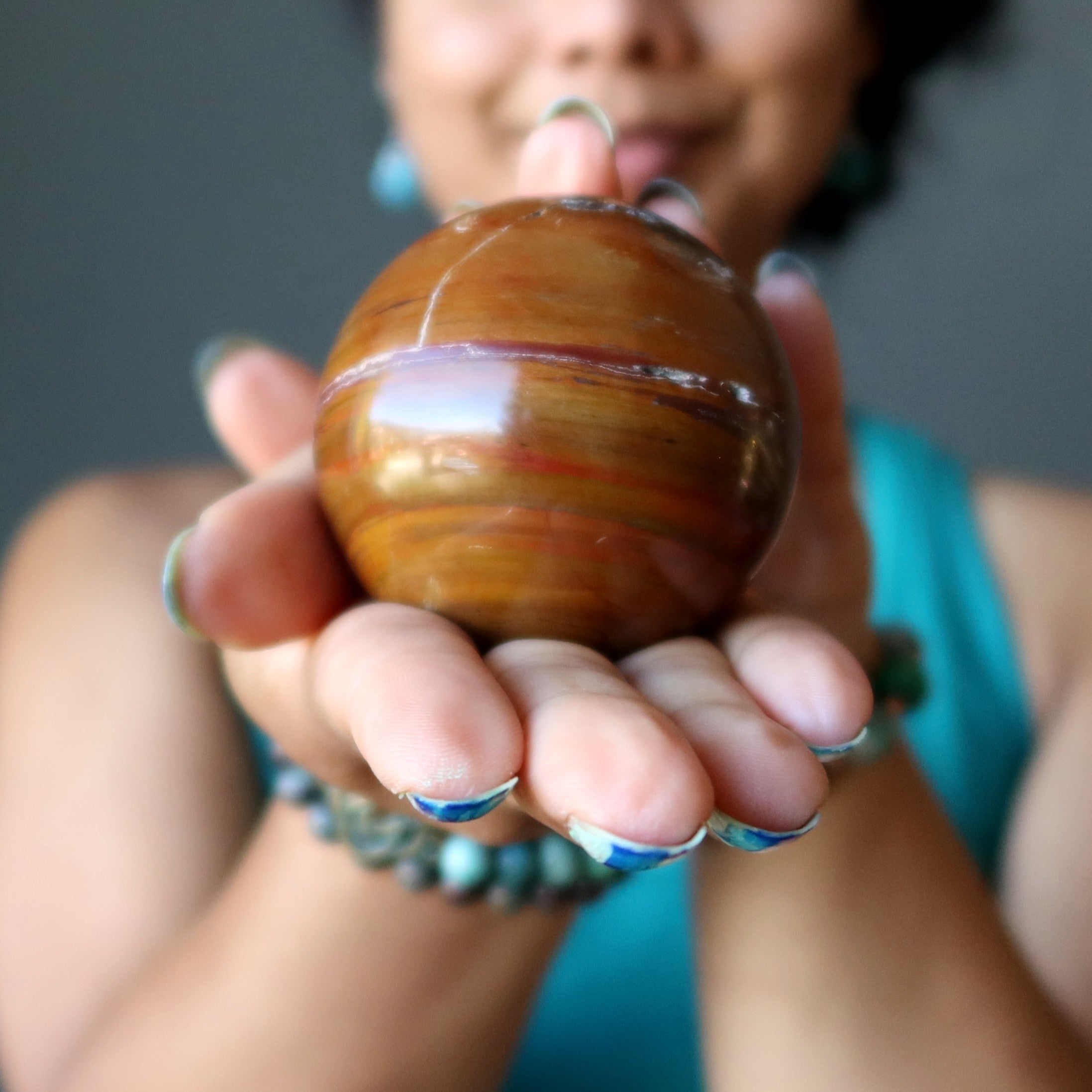 Ocean Jasper Sphere Red Tectonic Crystal Ball Wounded Warrior