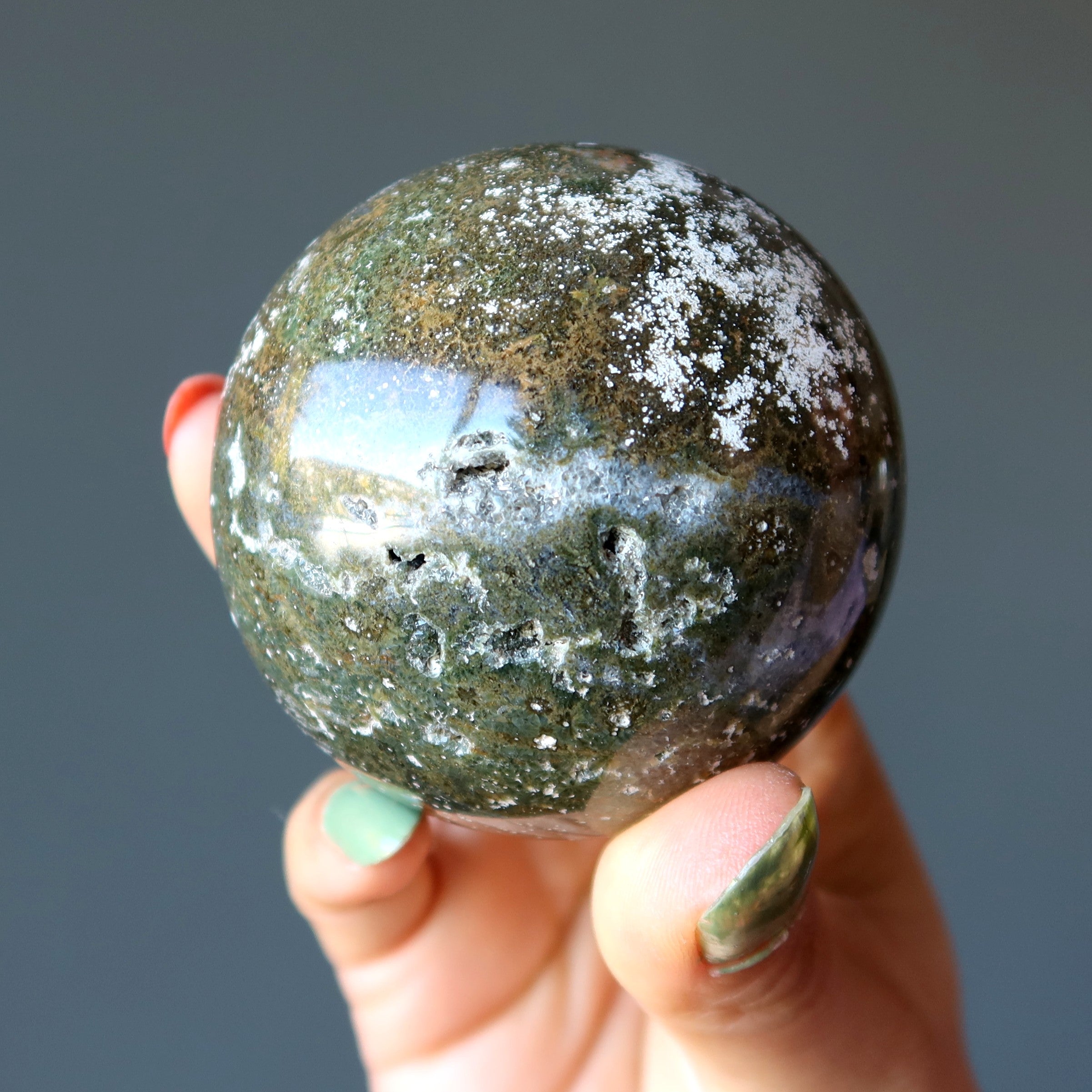 Ocean Jasper Sphere Green White Arctic Crystal Ball