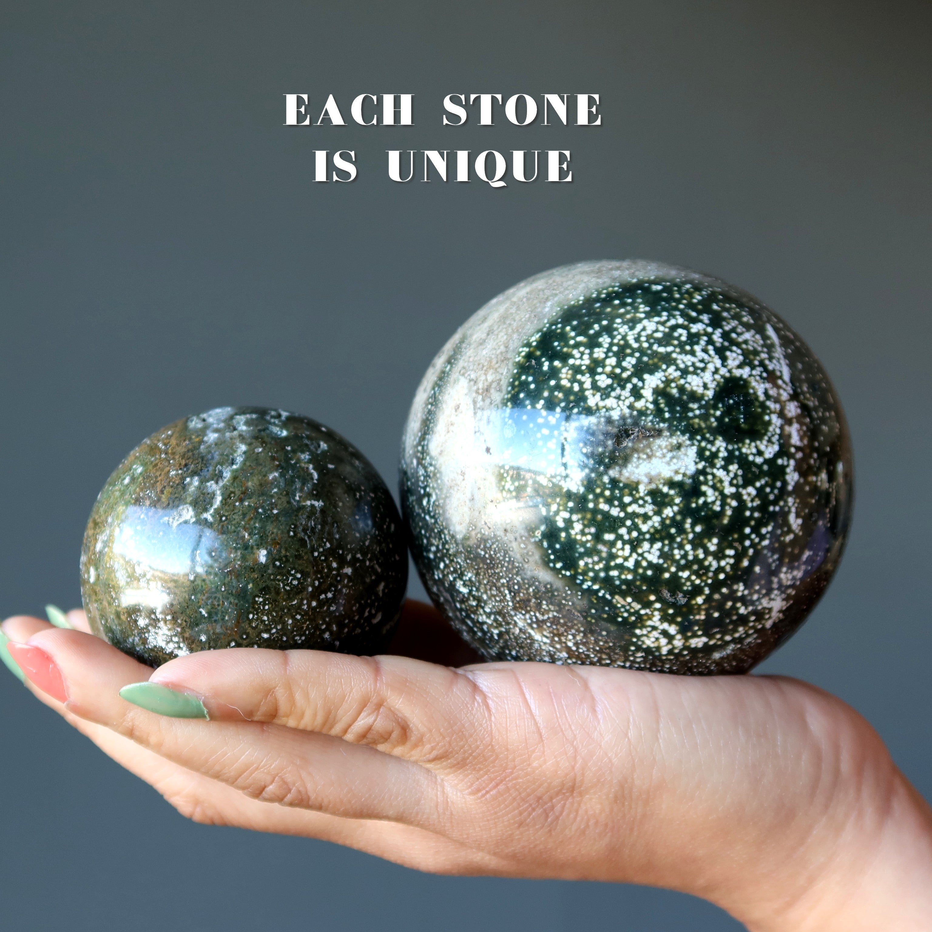 Ocean Jasper Sphere Green White Arctic Crystal Ball