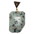 Pendentif Jaspe Kiwi Original Cristal Sésame Vert Or