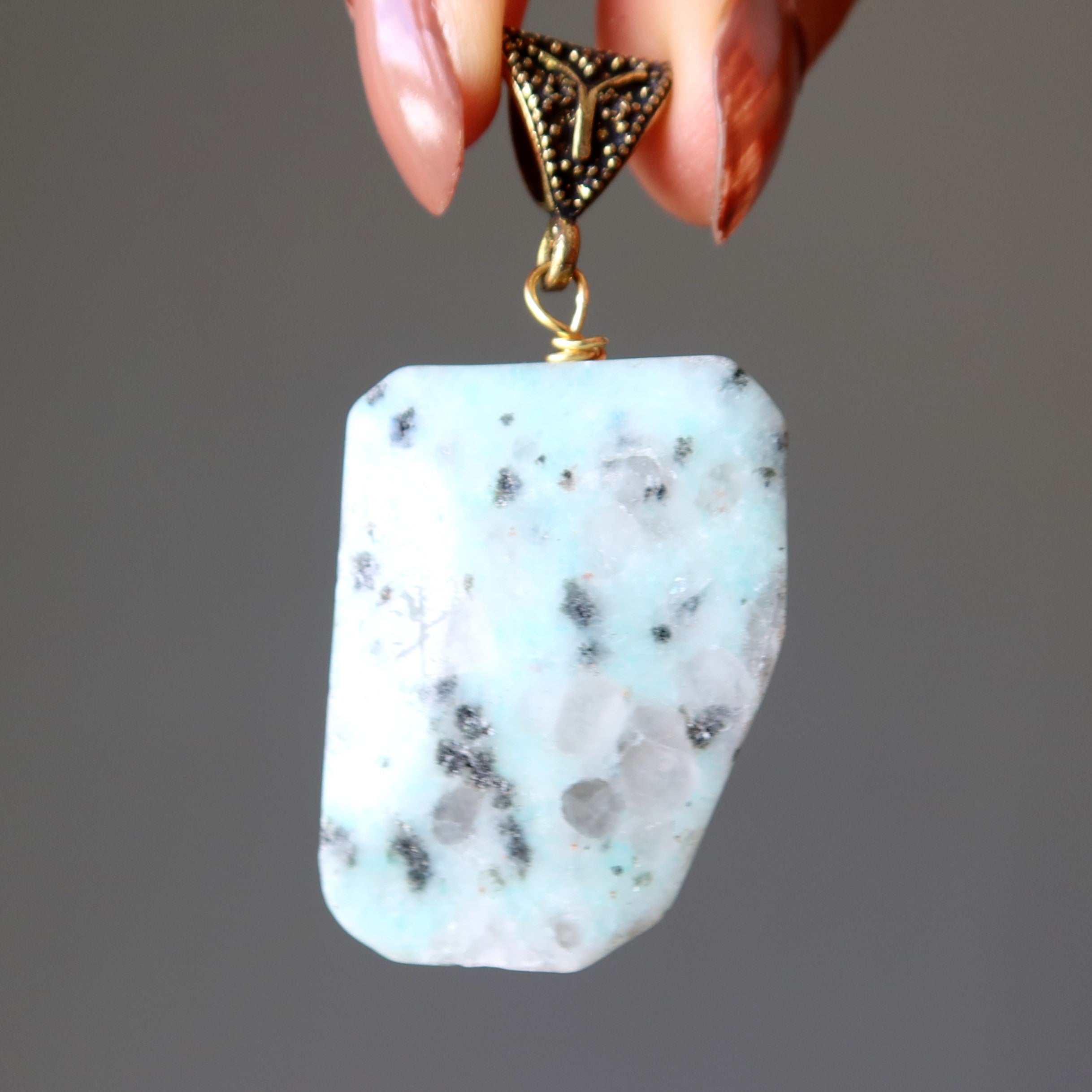 Pendentif Jaspe Kiwi Original Cristal Sésame Vert Or