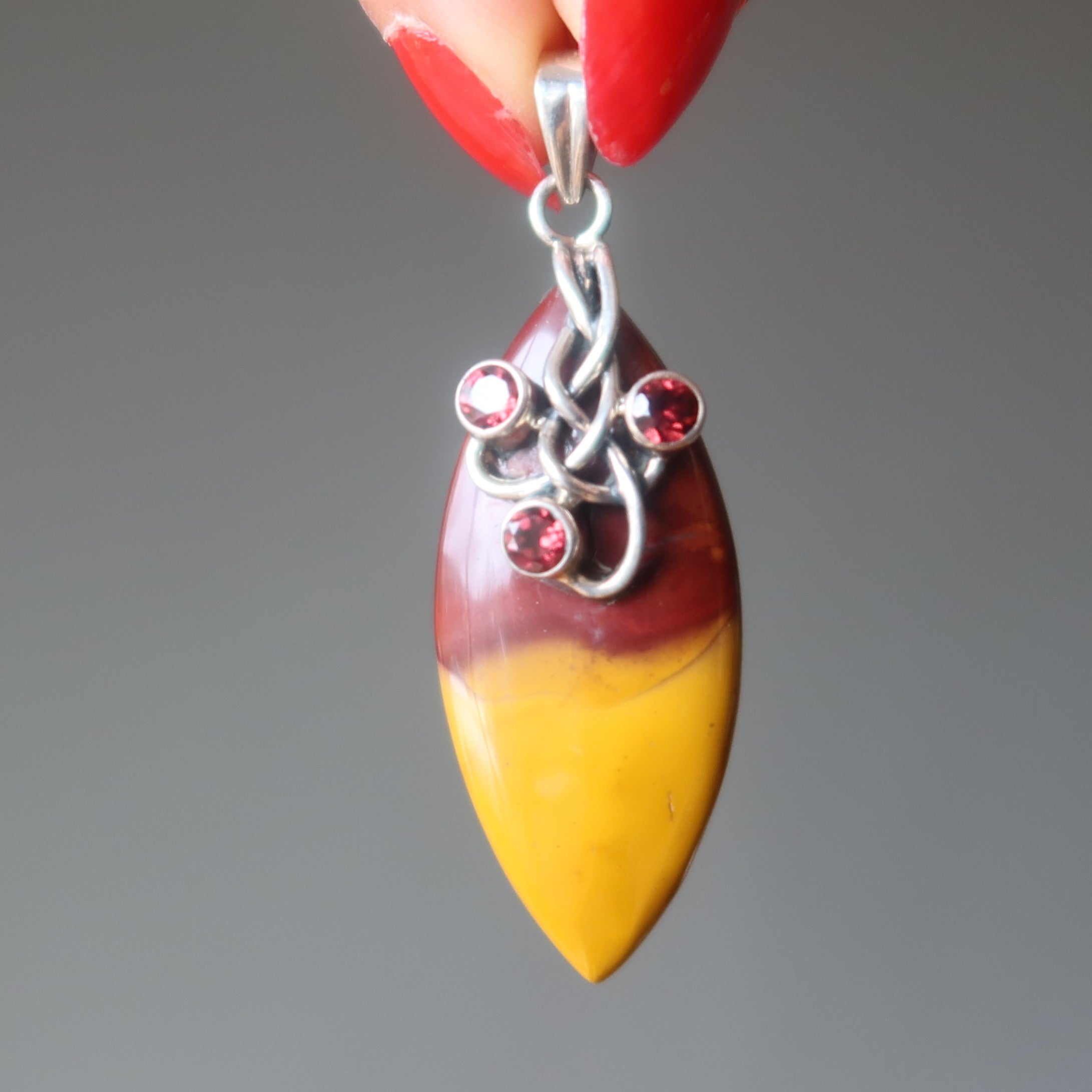Mookaite Jasper Pendant Garnet Gem Sterling Silver