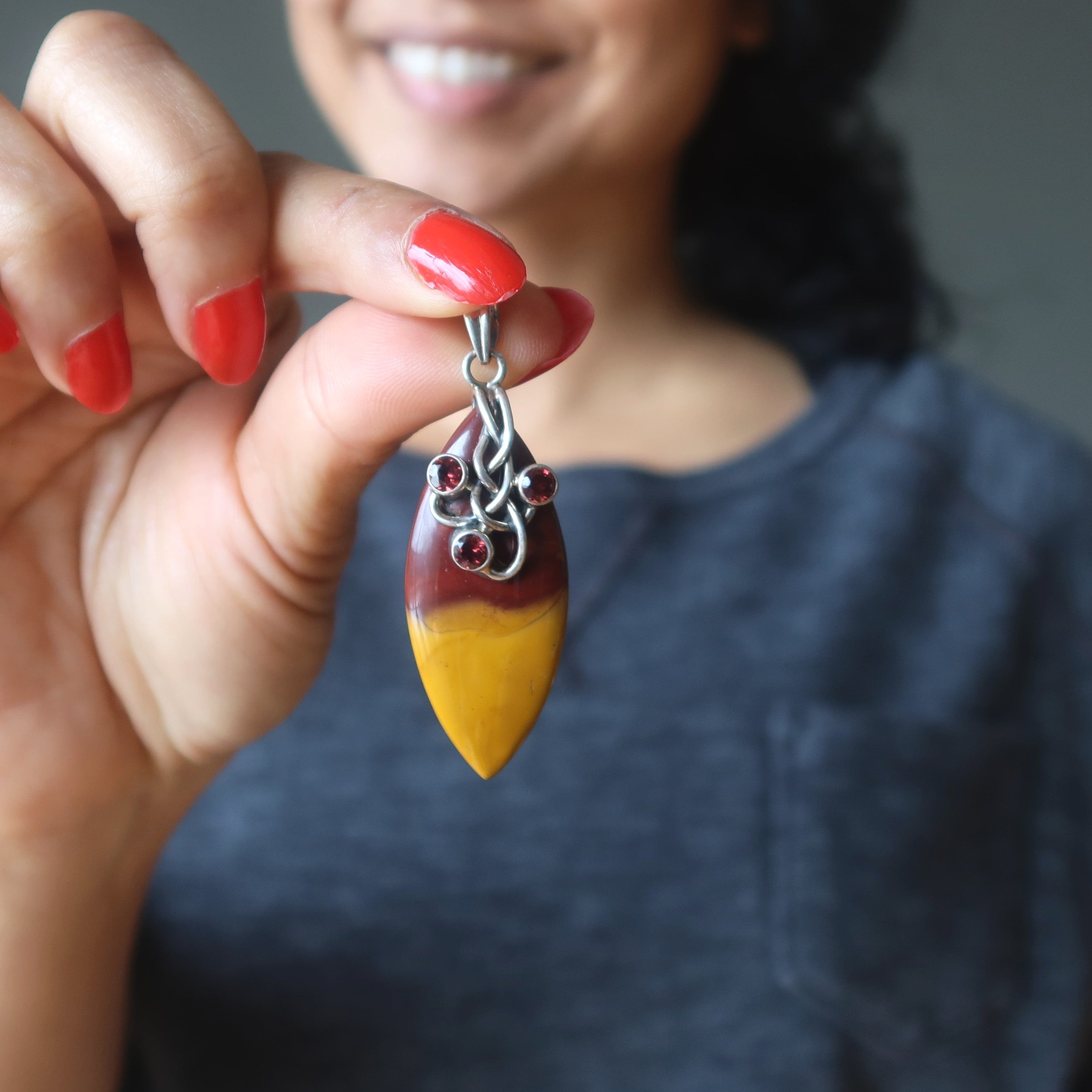 Mookaite Jasper Pendant Garnet Gem Sterling Silver