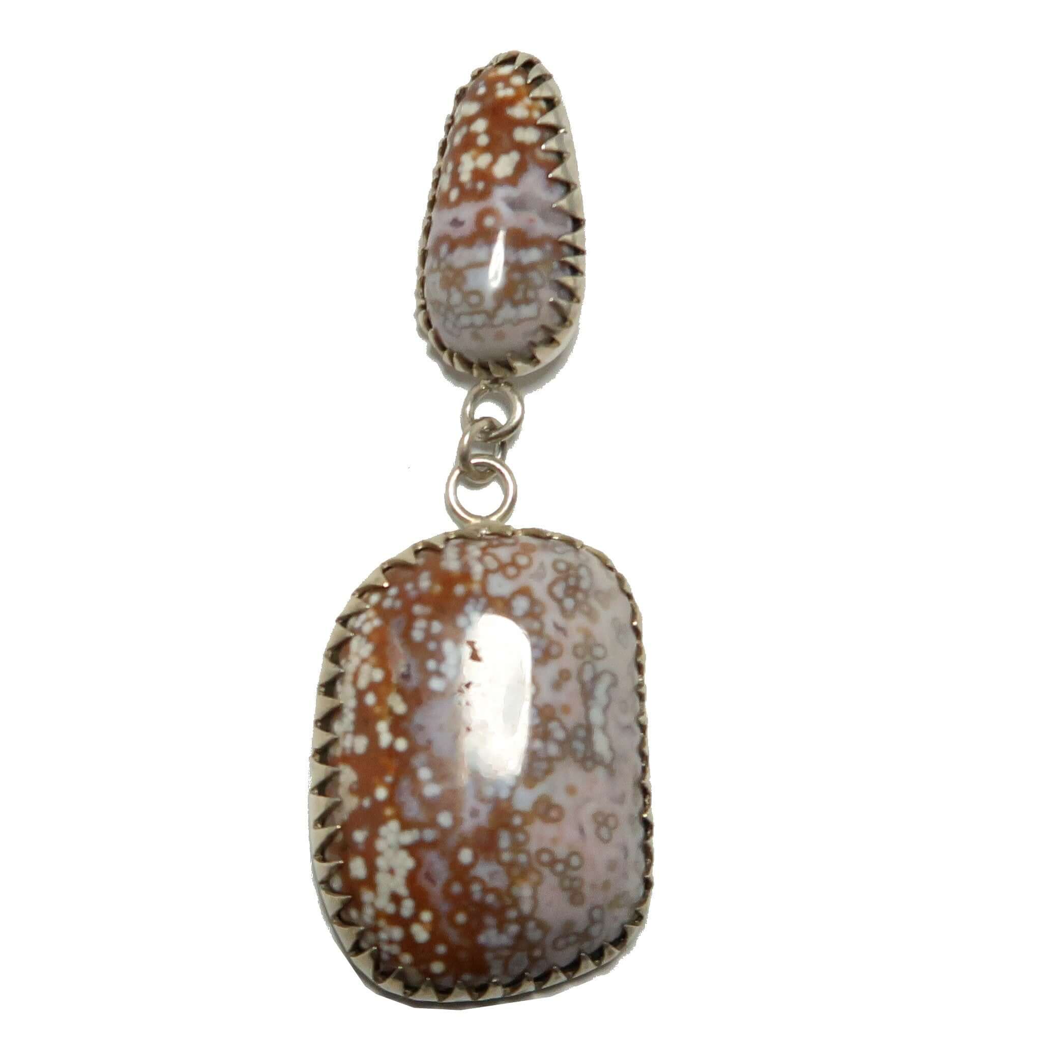 Pendentif en jaspe océanique Double plaisir en argent sterling
