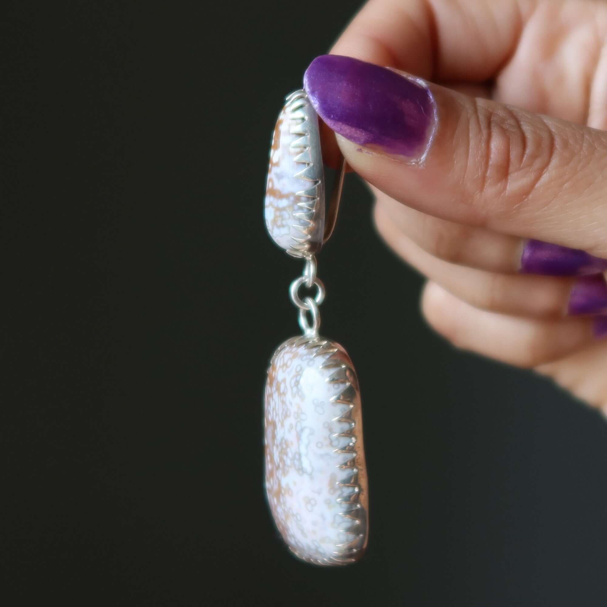 Pendentif en jaspe océanique Double plaisir en argent sterling
