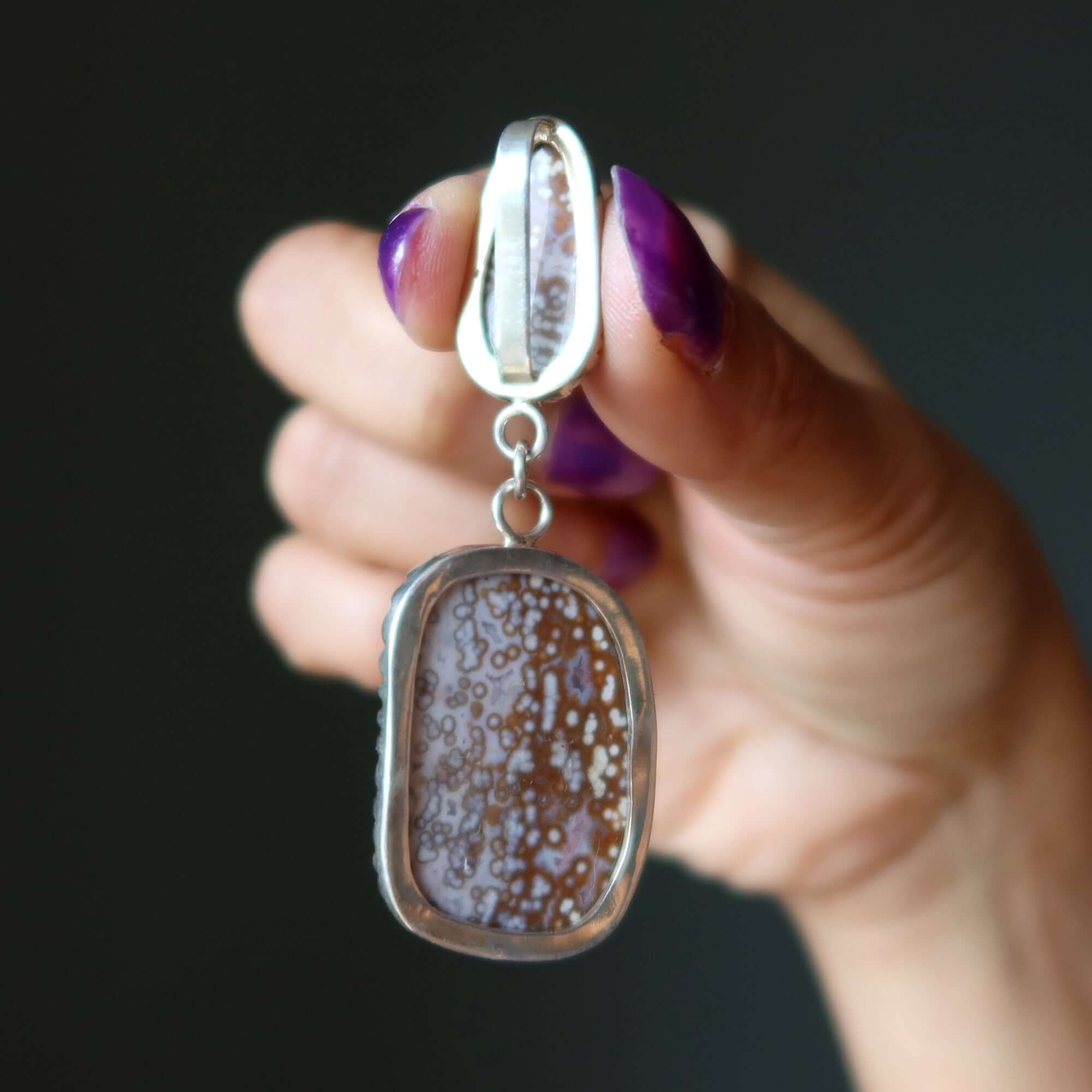 Pendentif en jaspe océanique Double plaisir en argent sterling