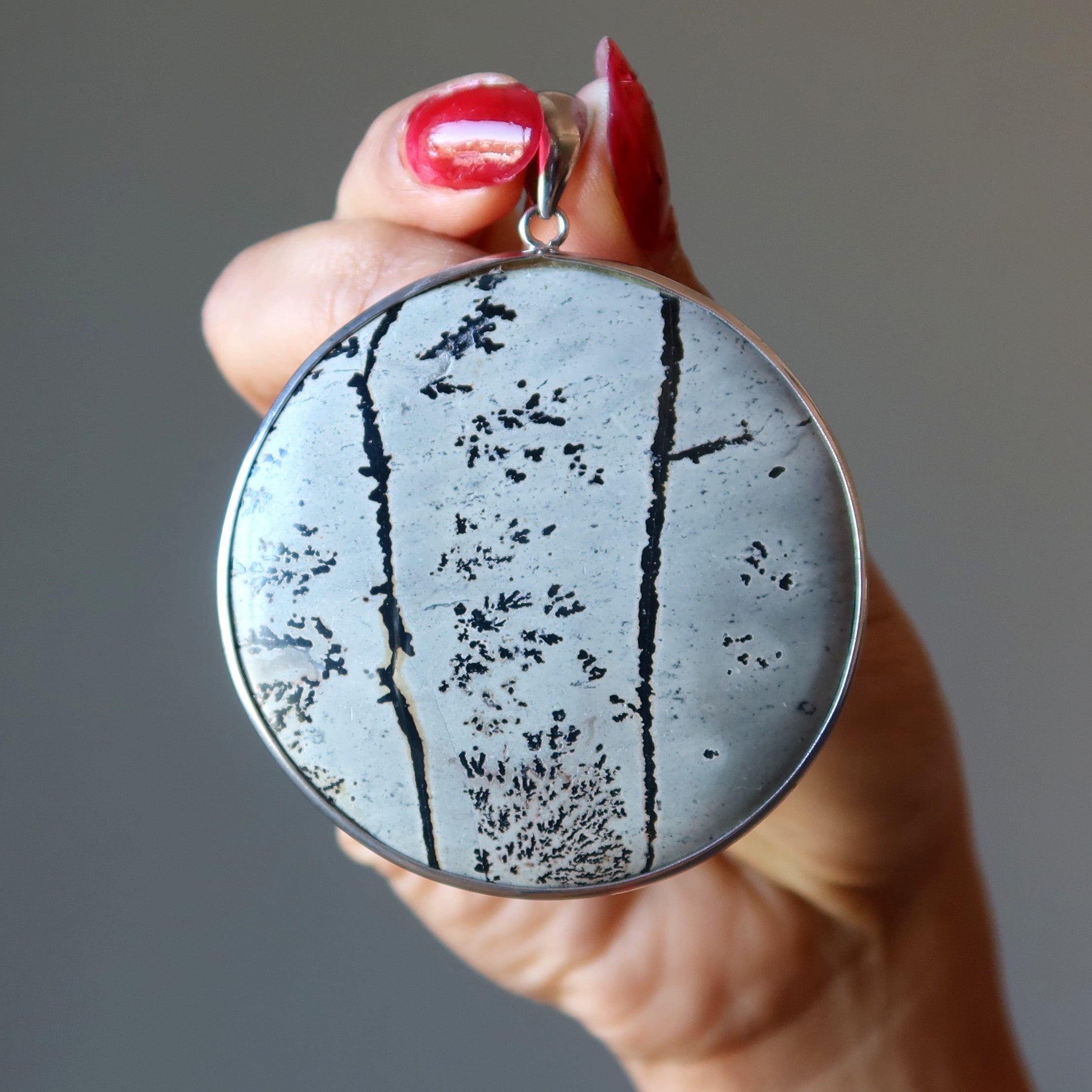 Pendentif Jaspe Dendritique La nature est parfaite Pierre d'image ronde