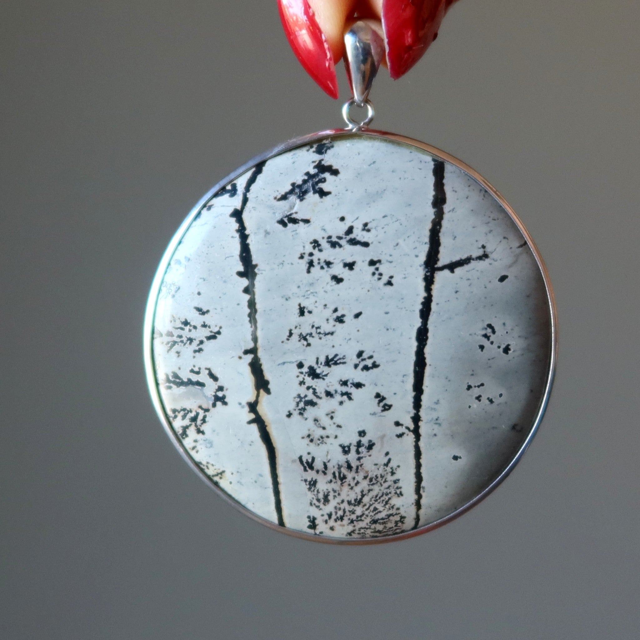 Pendentif Jaspe Dendritique La nature est parfaite Pierre d'image ronde