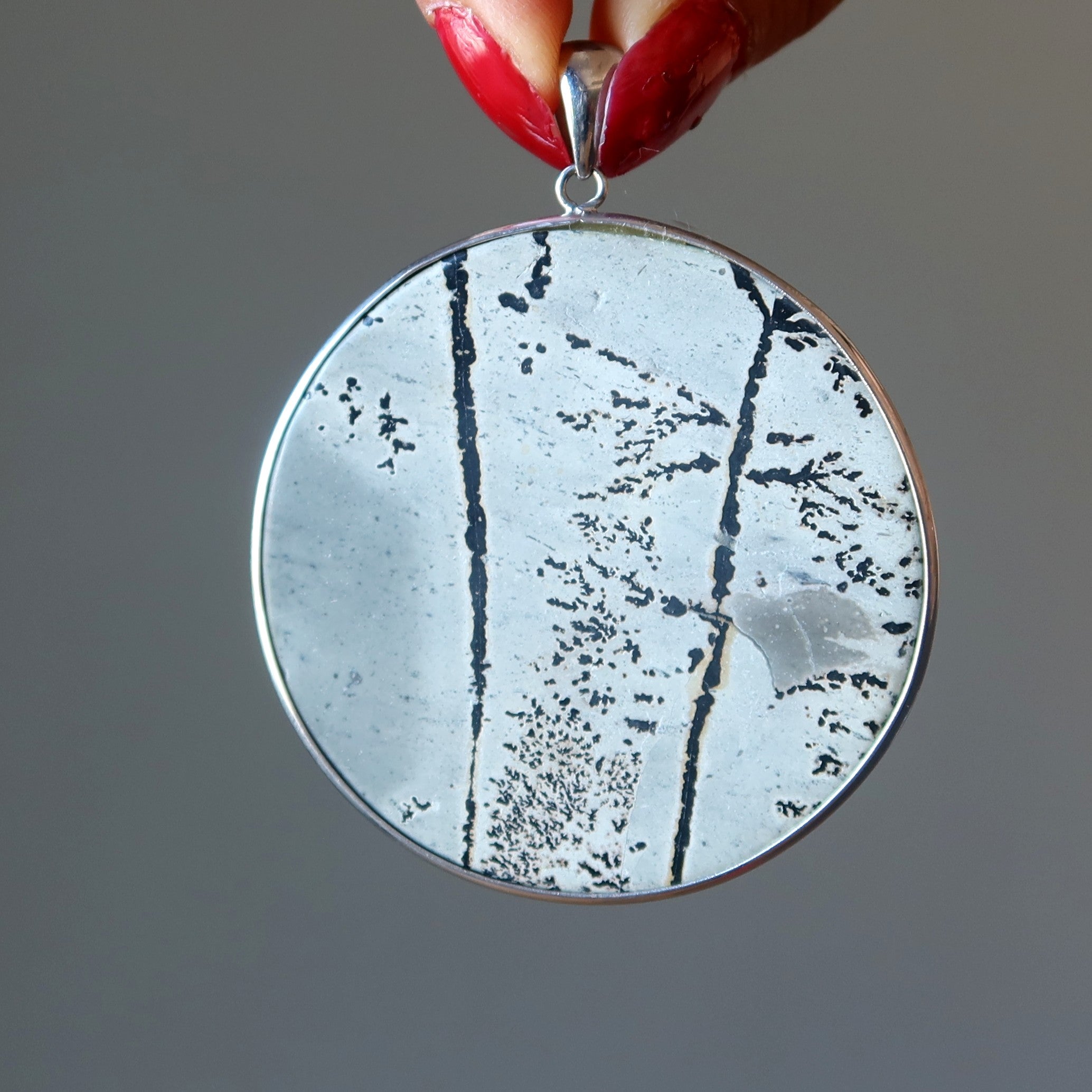 Pendentif Jaspe Dendritique La nature est parfaite Pierre d'image ronde