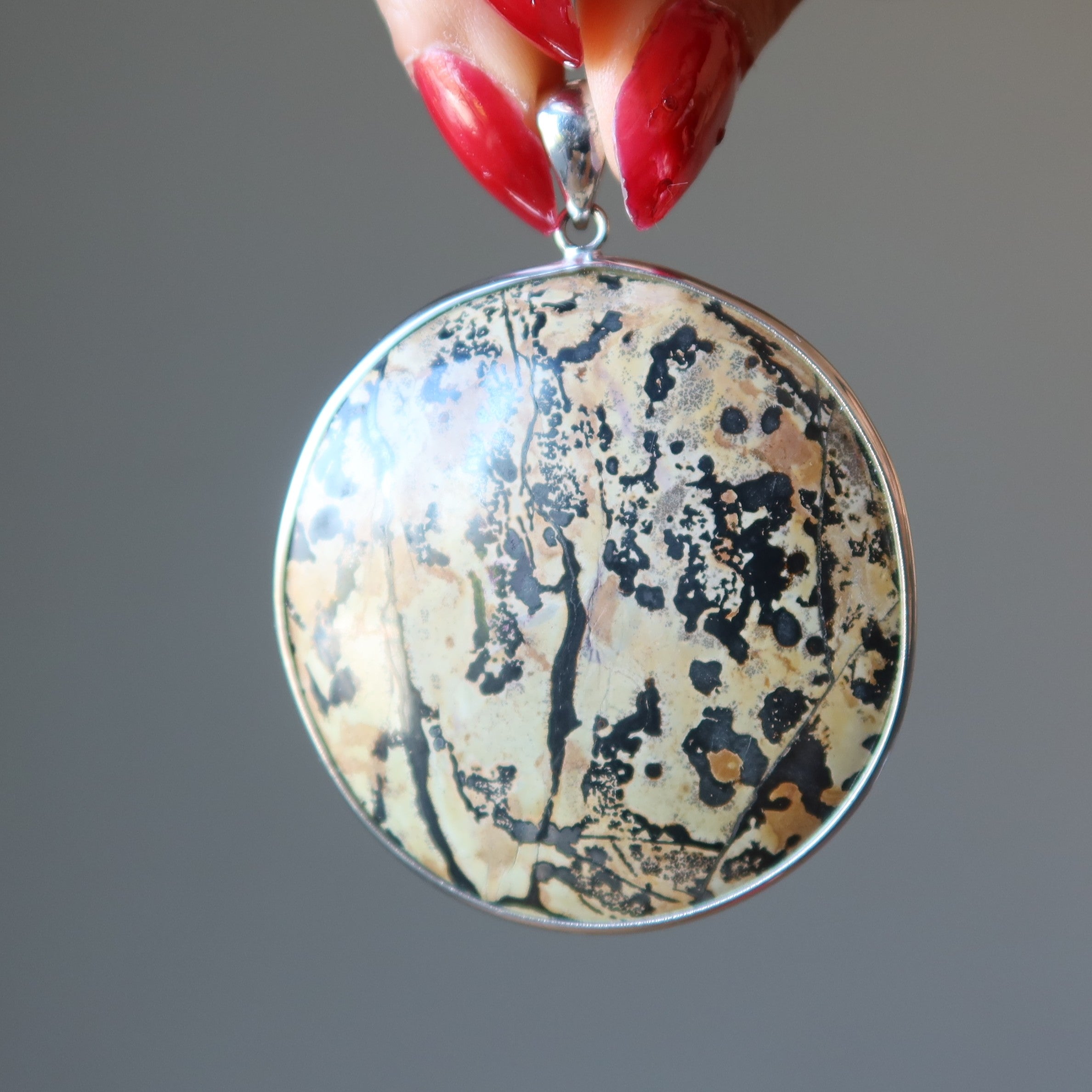 Dendritic Jasper Pendant Nature's Landscape Medallion Silver