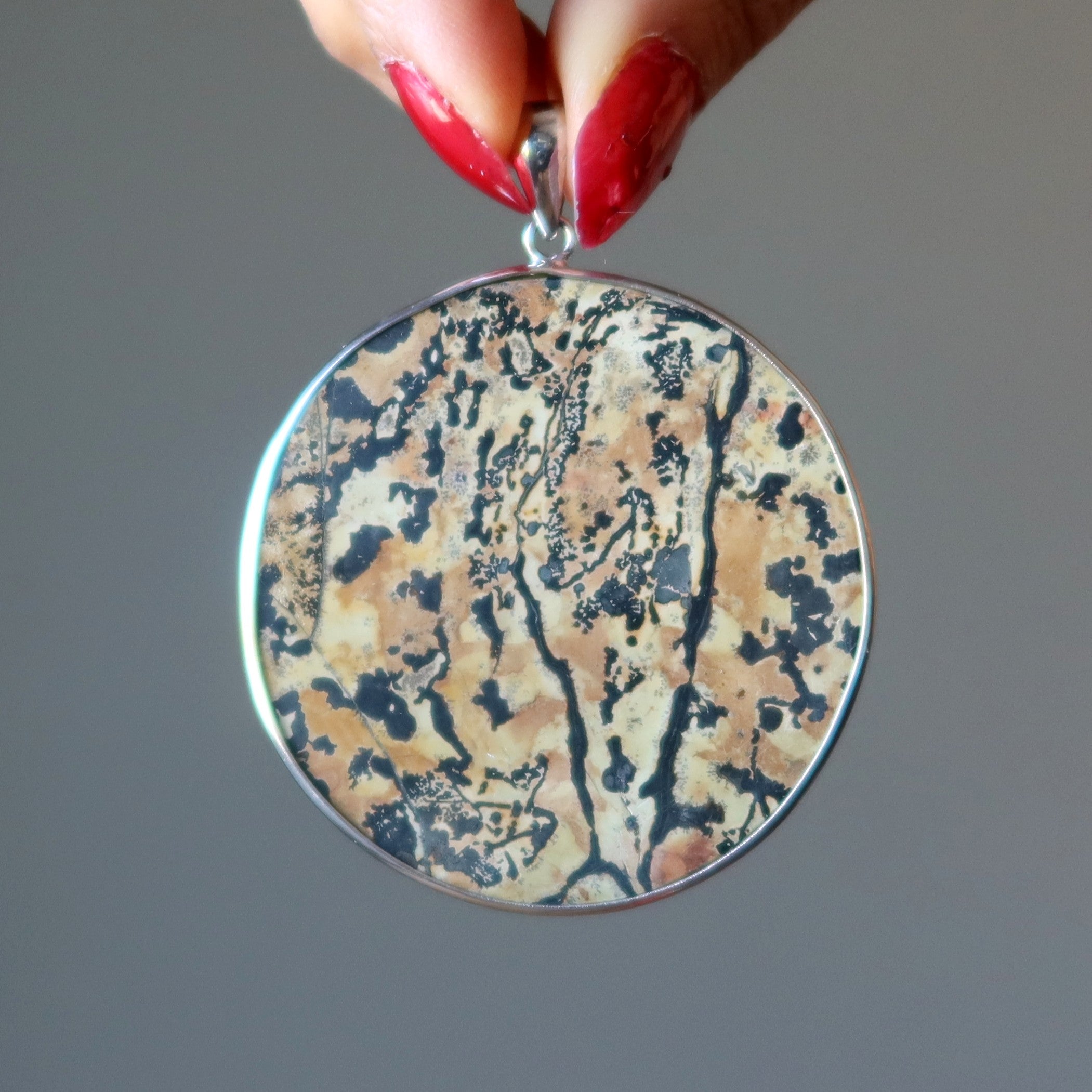 Dendritic Jasper Pendant Nature's Landscape Medallion Silver