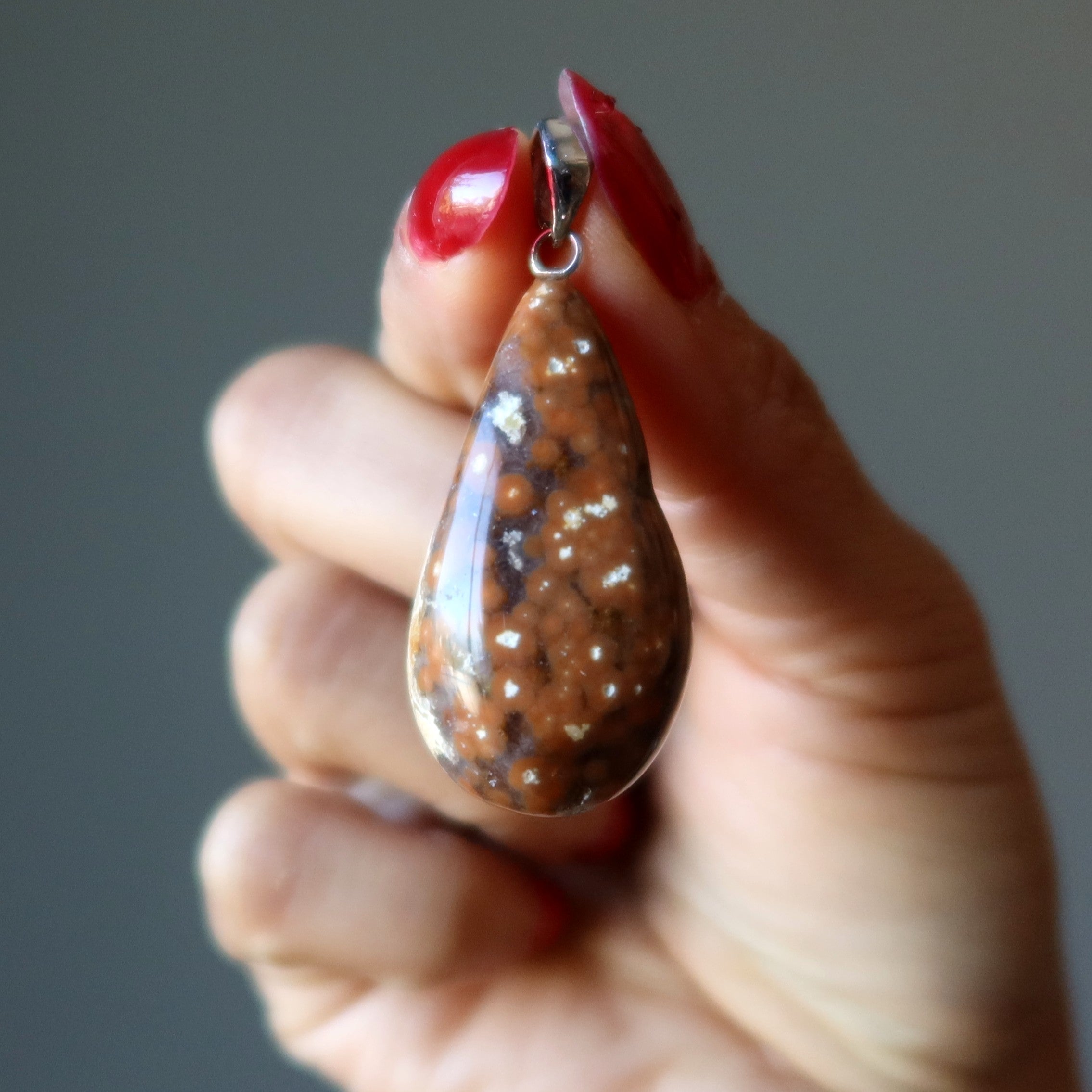 Ocean Jasper Pendant Sea Brown Stone Silver
