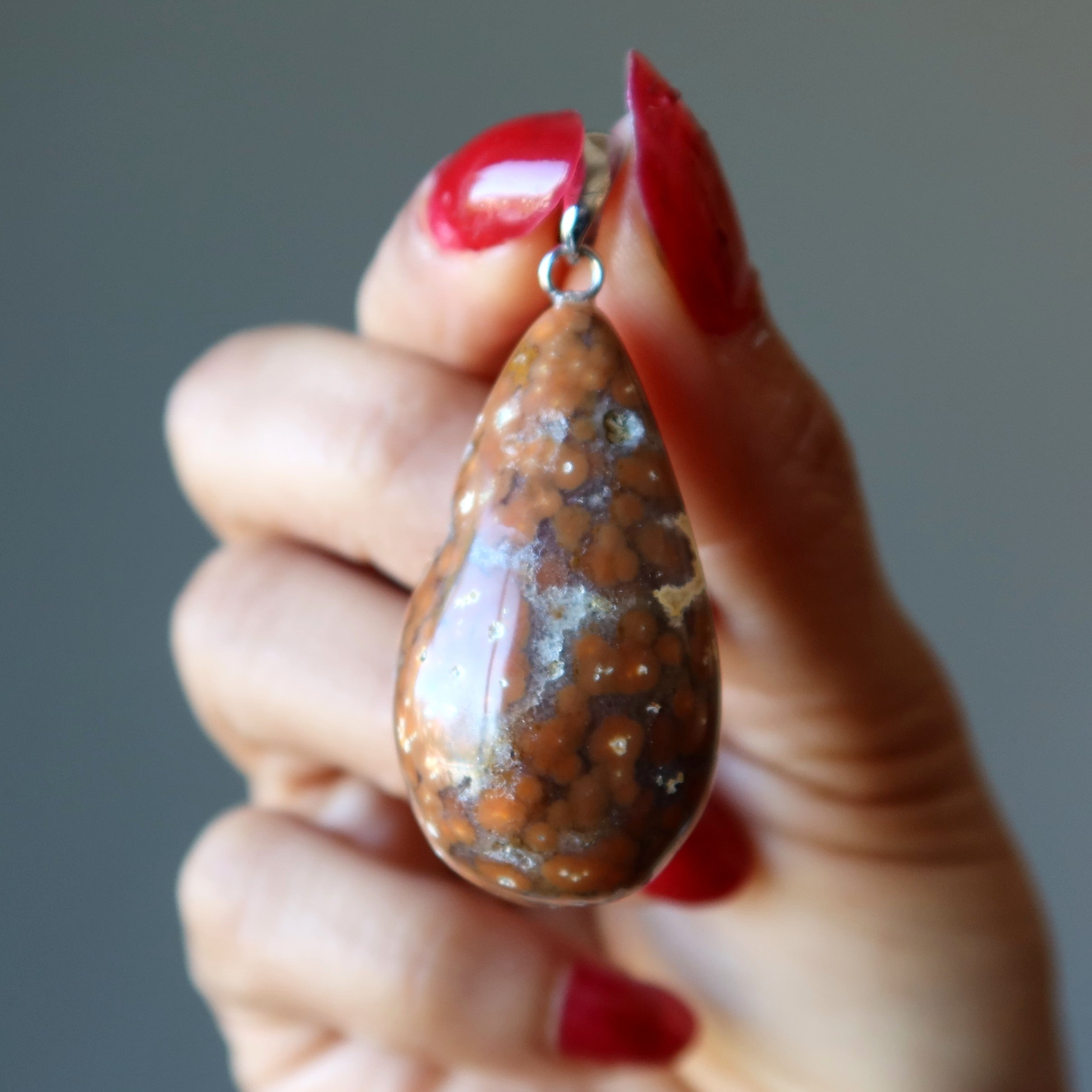 Ocean Jasper Pendant Sea Brown Stone Silver