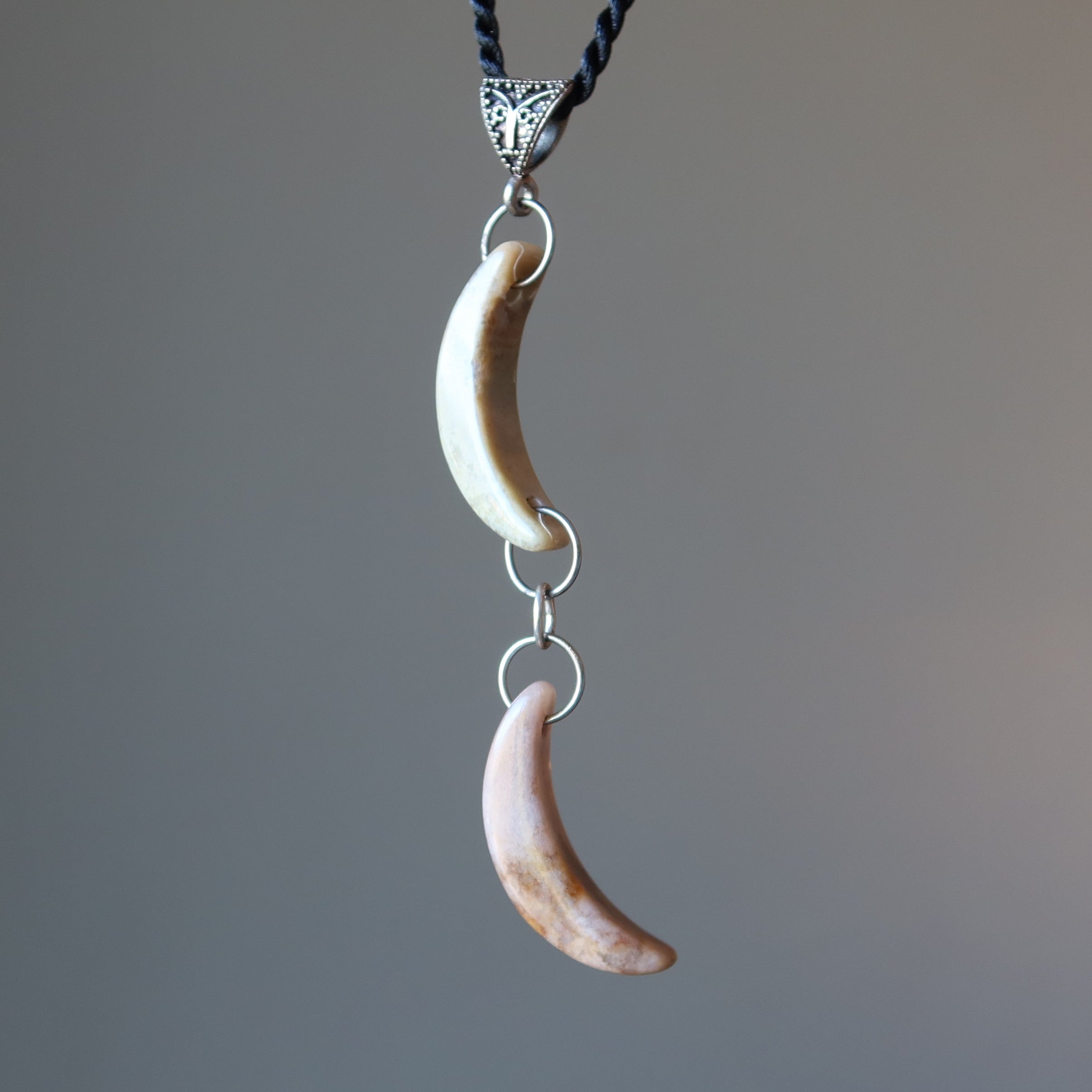 Polychrome Jasper Necklace Double Moon Astrology Crystal