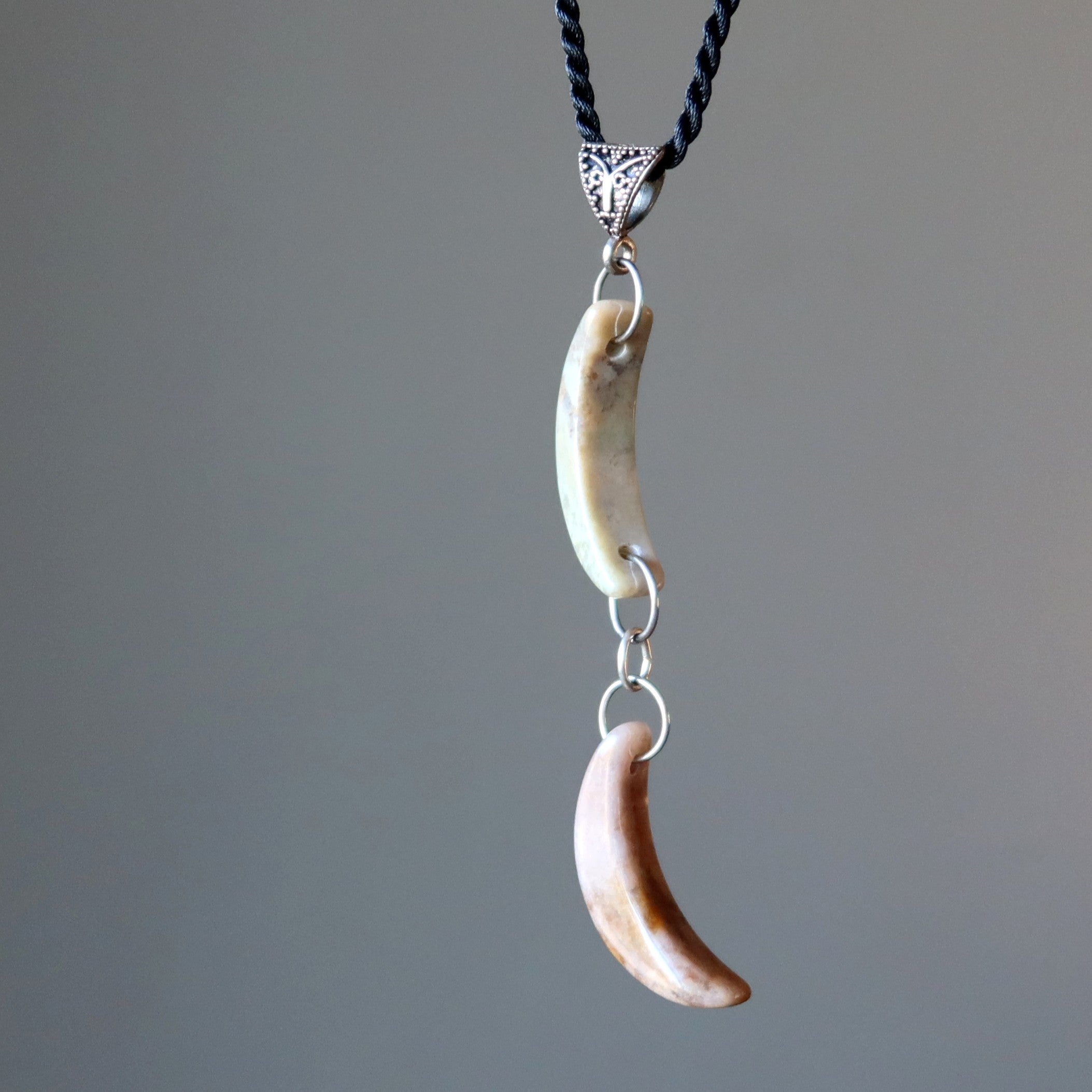 Polychrome Jasper Necklace Double Moon Astrology Crystal