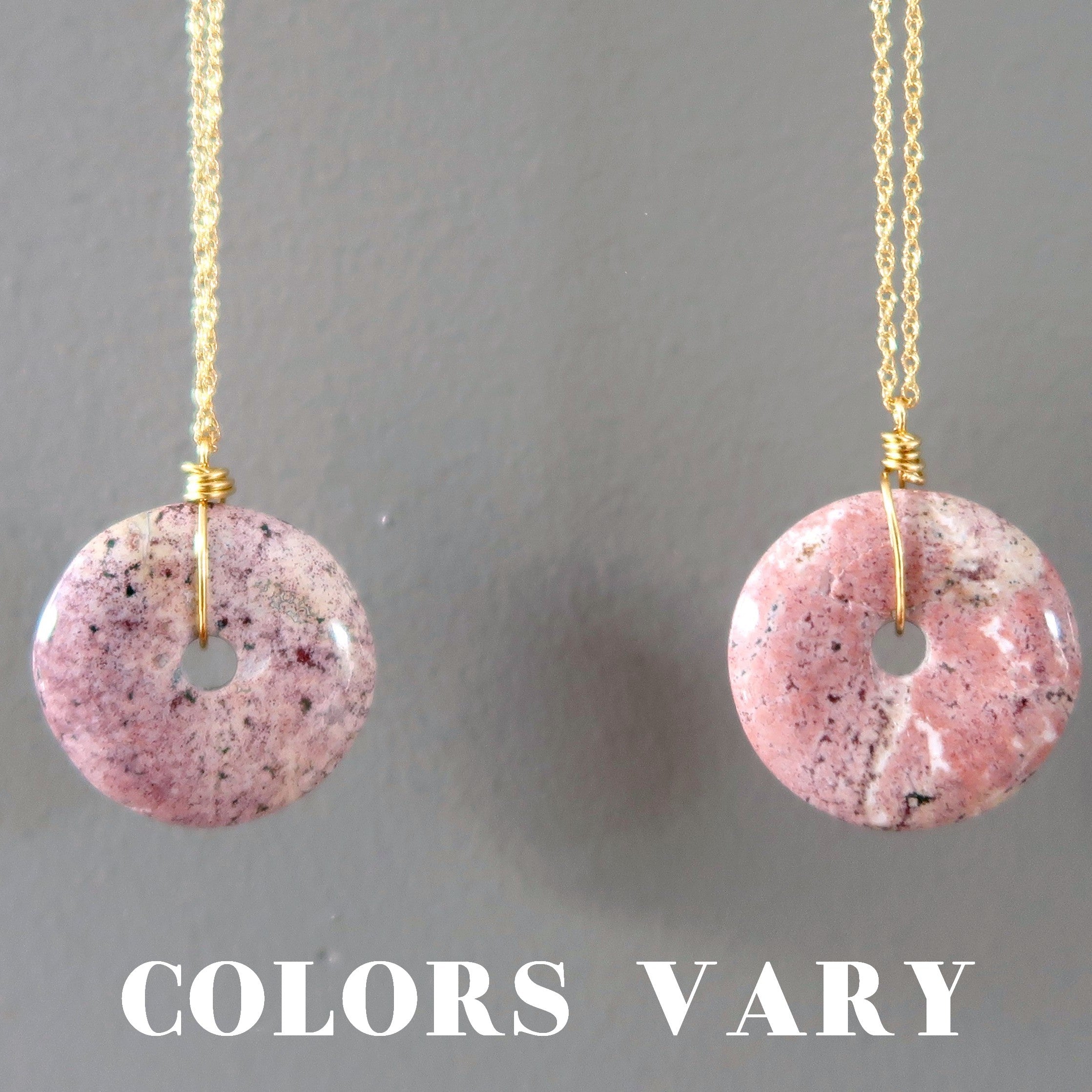 Pink Jasper Necklace Artist's Circle 14-Karat Gold