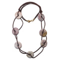 Pink Jasper Necklace Jingle of Joy Donut Stones on Brown Cords