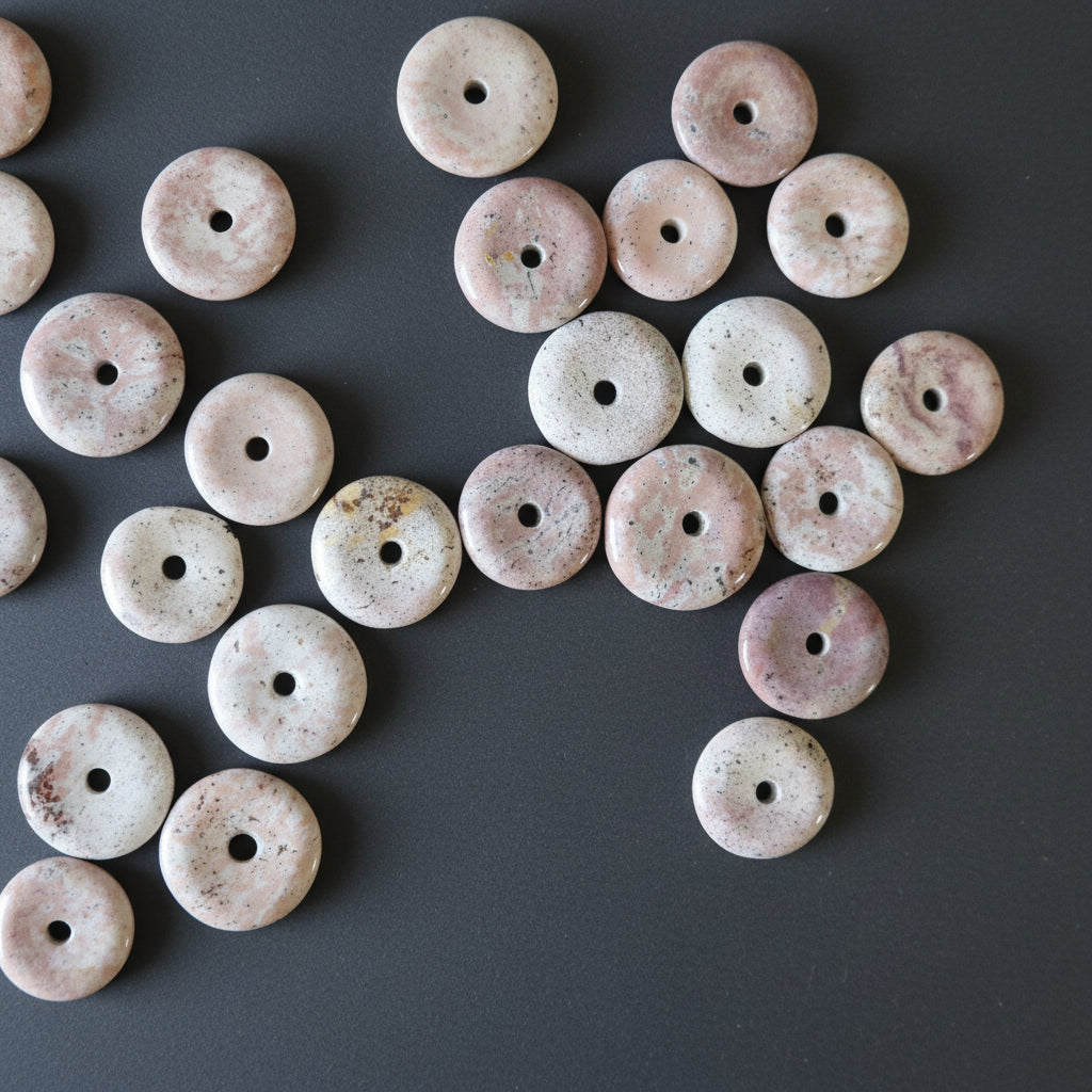 Pink Jasper Gemstone Donut Strawberry Cream