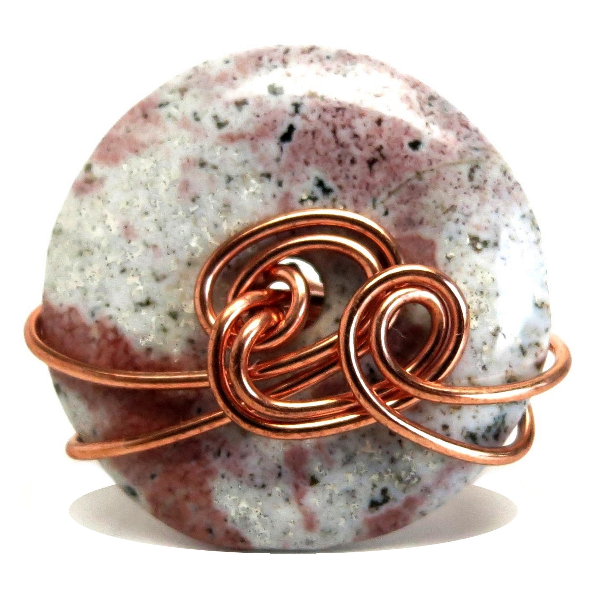 Pink Jasper Ring Sprinkled Donut Copper Size 5.75