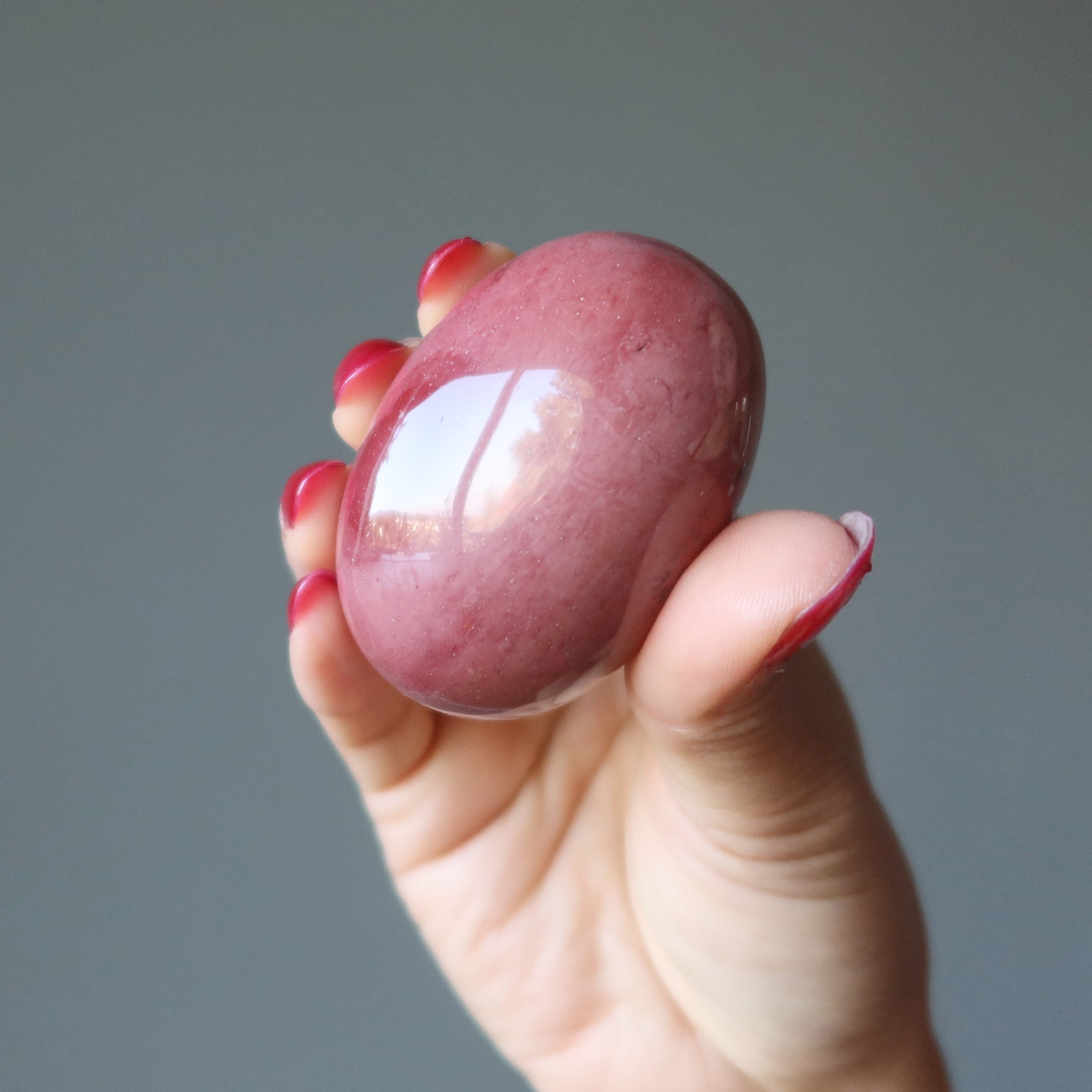 Mookaite Jasper Polished Stone Pair of Pink Red Oval Dome Crystals