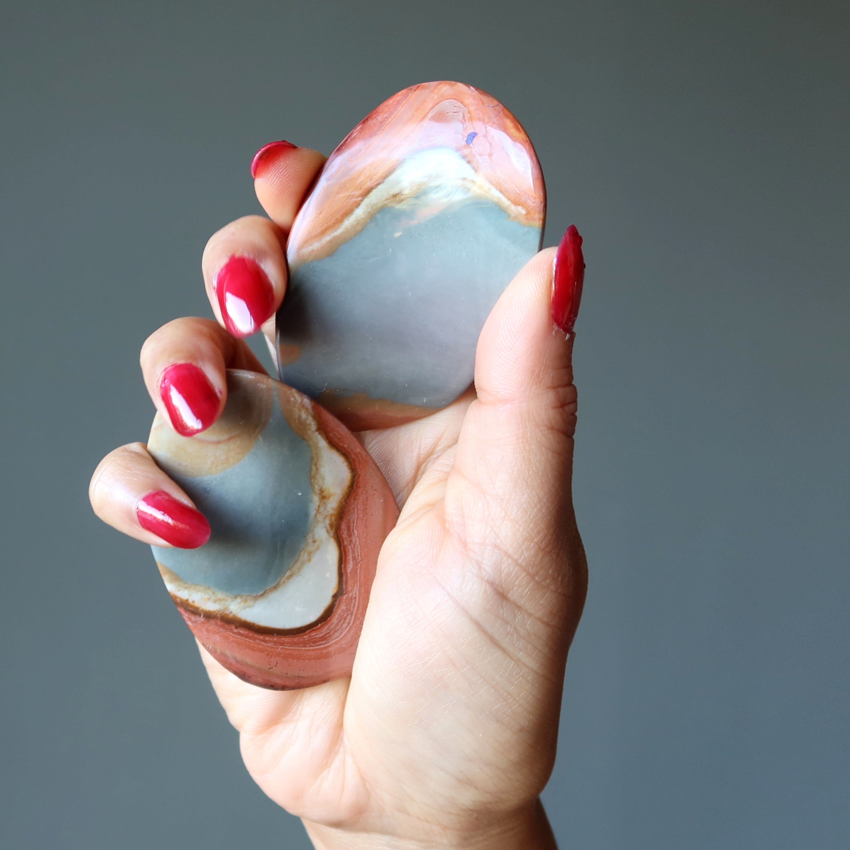 Polychrome Jasper Grid Crystal Pair for Mandala