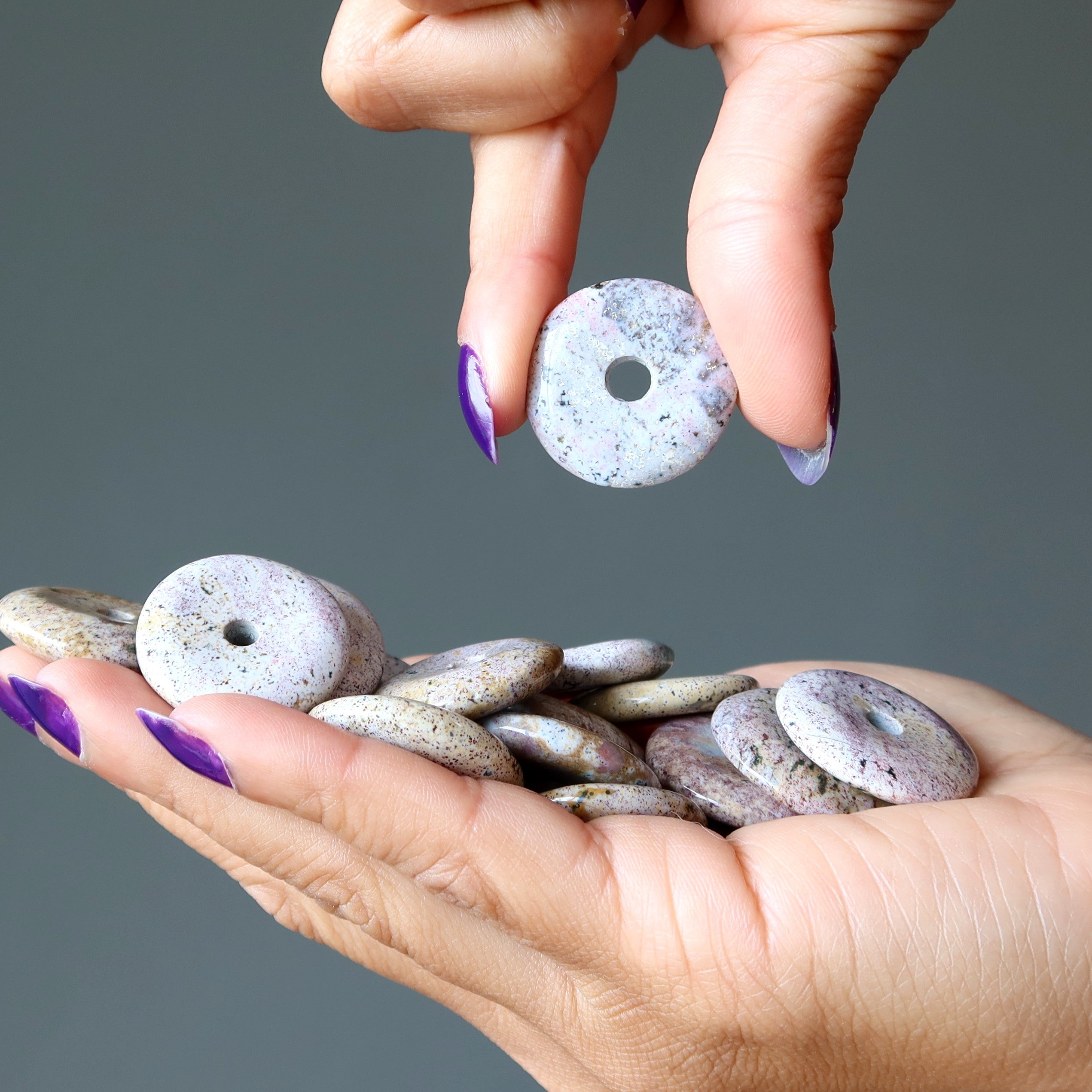 Purple Jasper Gemstone Donut Speckled Sprinkle