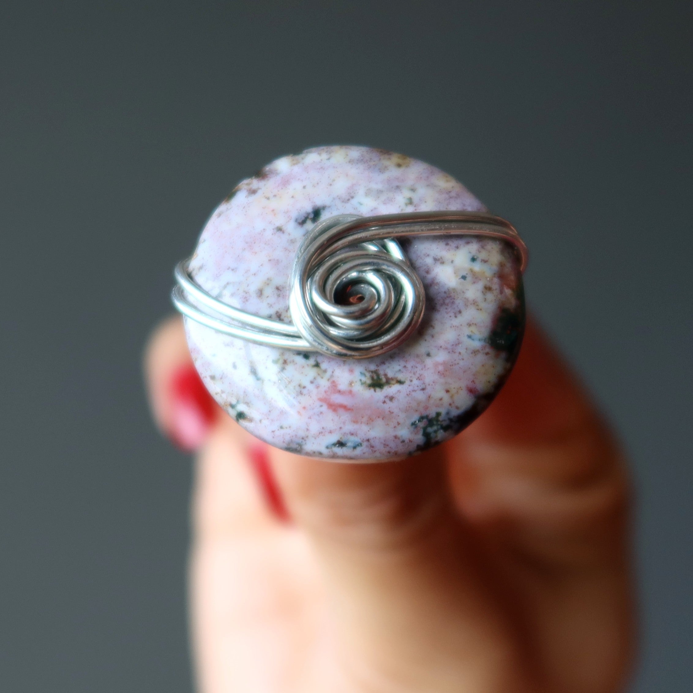 Purple Jasper Ring Amazing Original Silver Wire Size 6.0