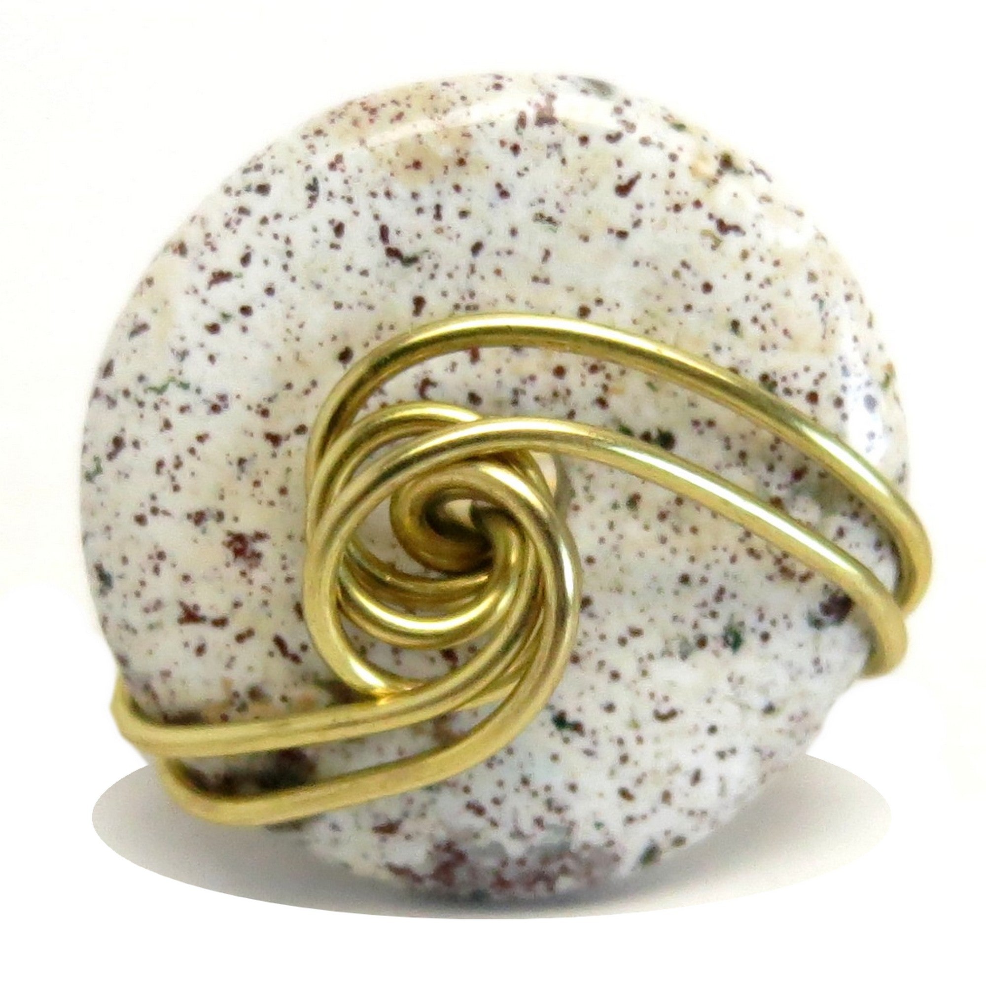Bague en jaspe blanc Gemme à pois violets de l'artiste Cuivre Taille 5.0