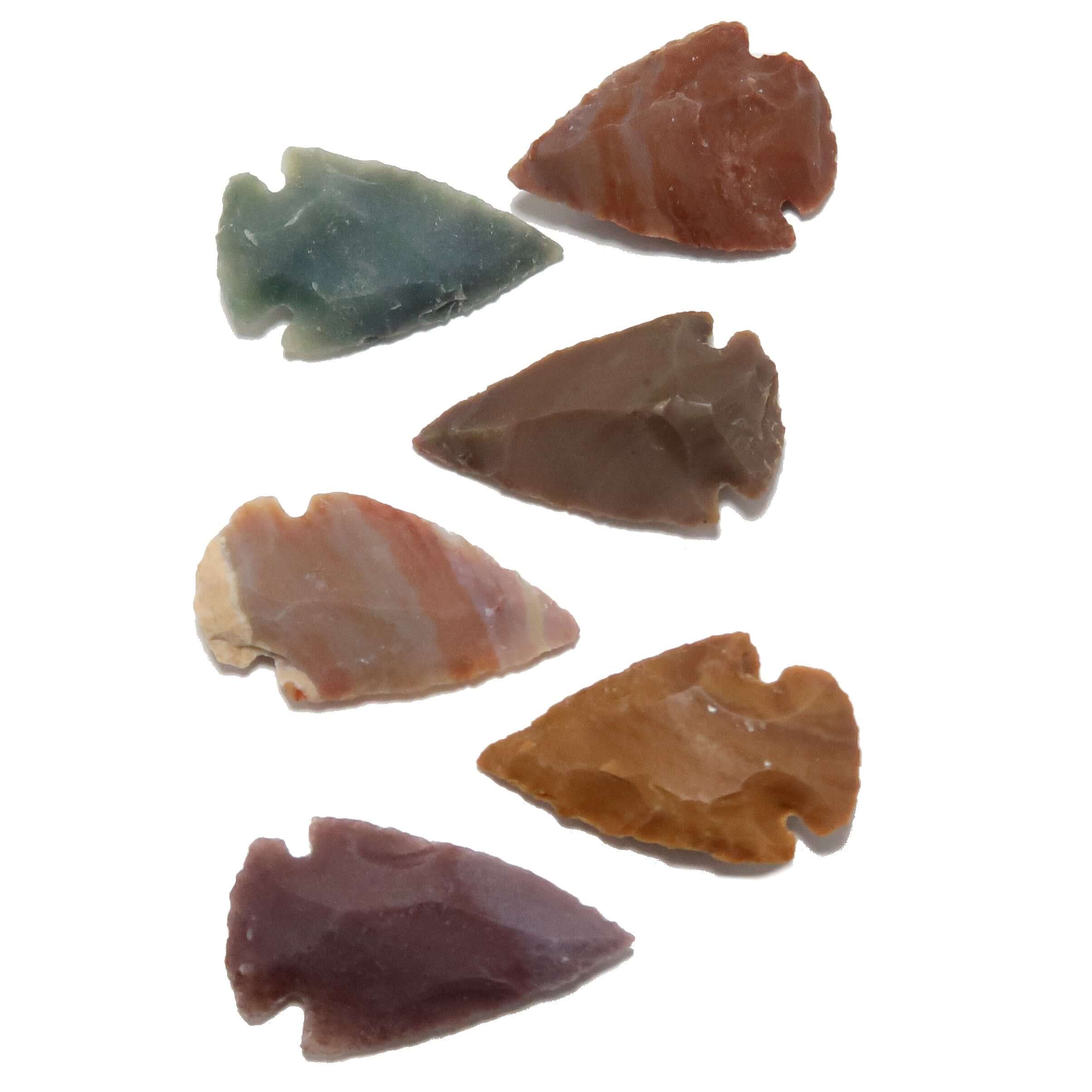 Jasper Raw Crystal Arrowhead Set of 6 Green Yellow Red