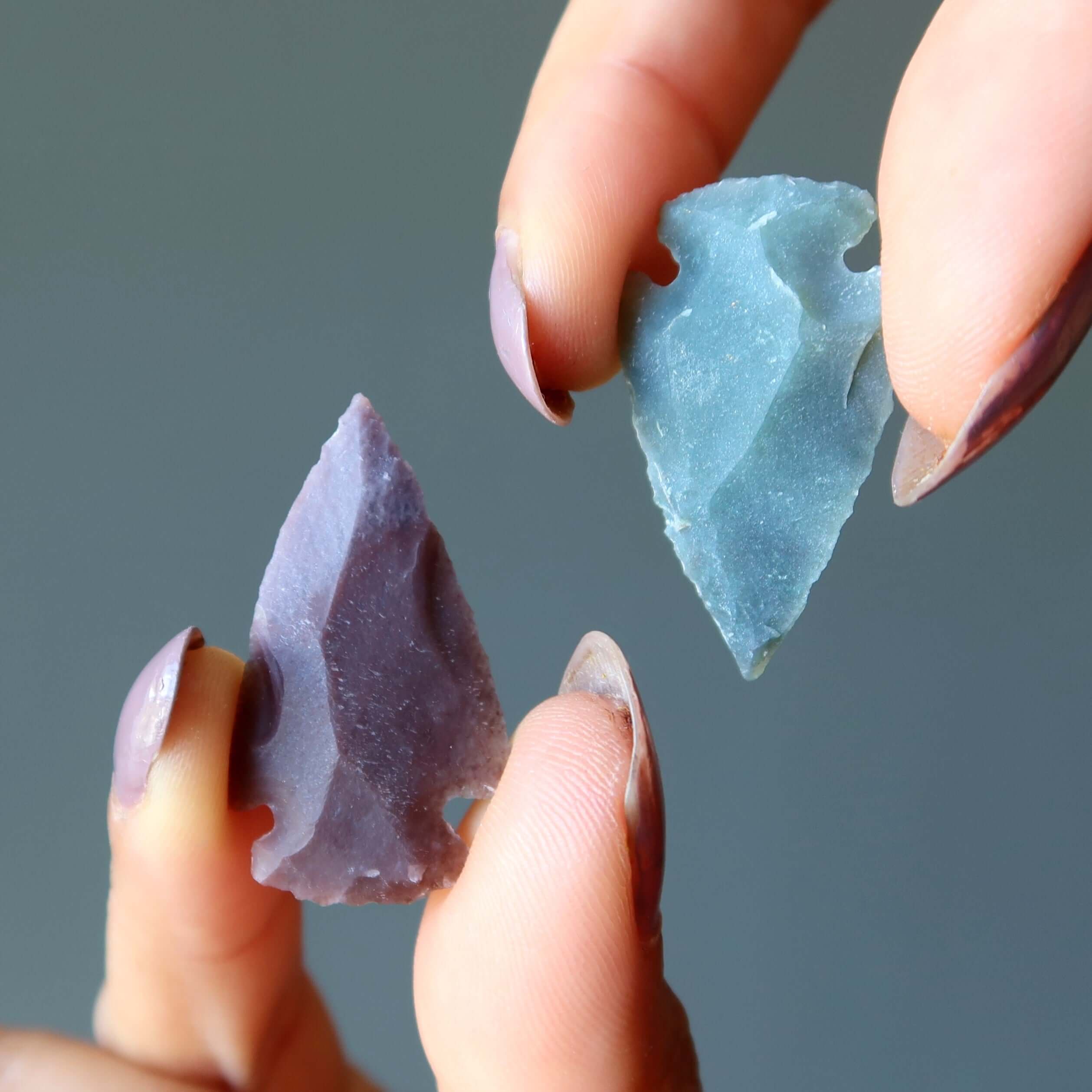 Jasper Raw Crystal Arrowhead Set of 6 Green Yellow Red
