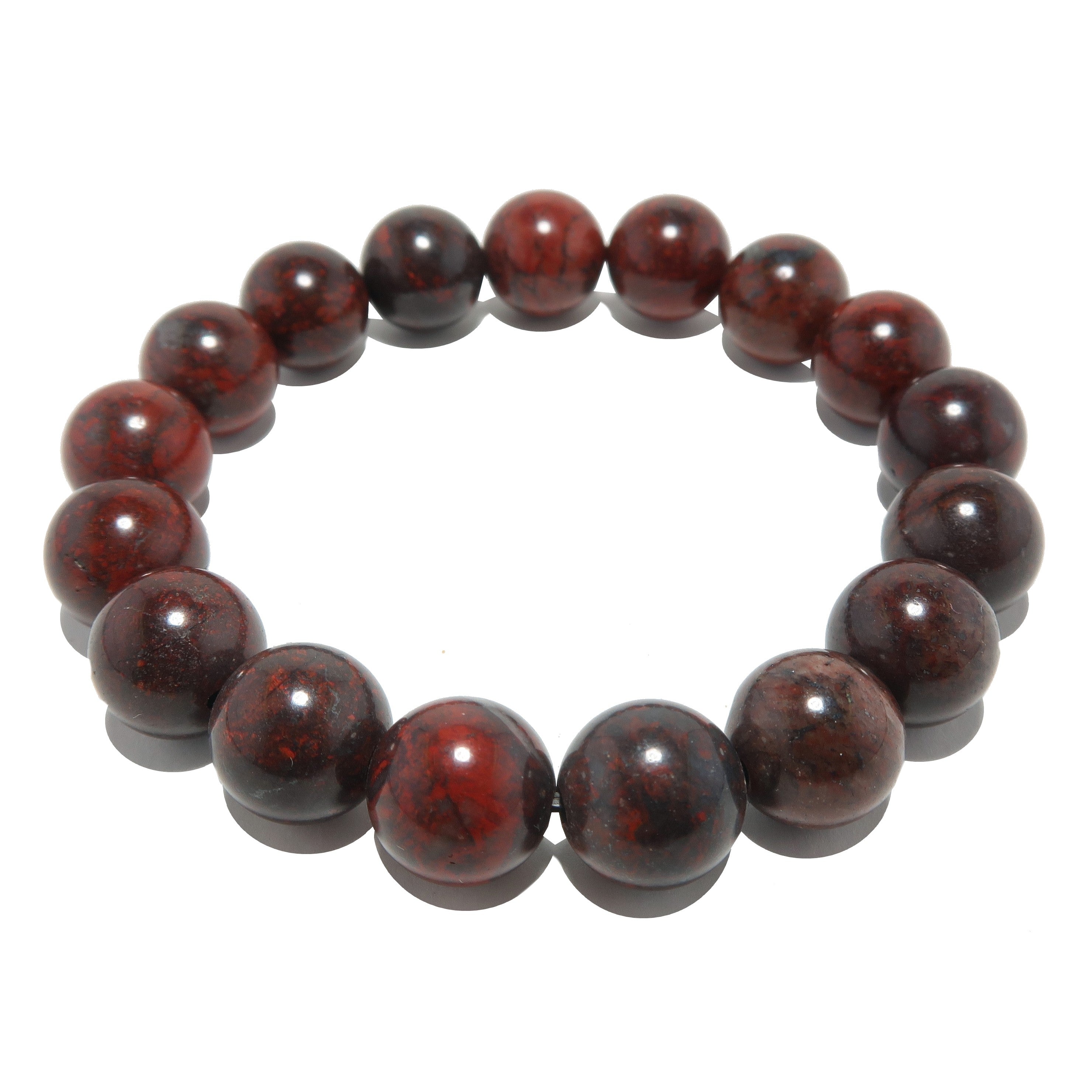 Bracelet en jaspe coquelicot et hématite rouge