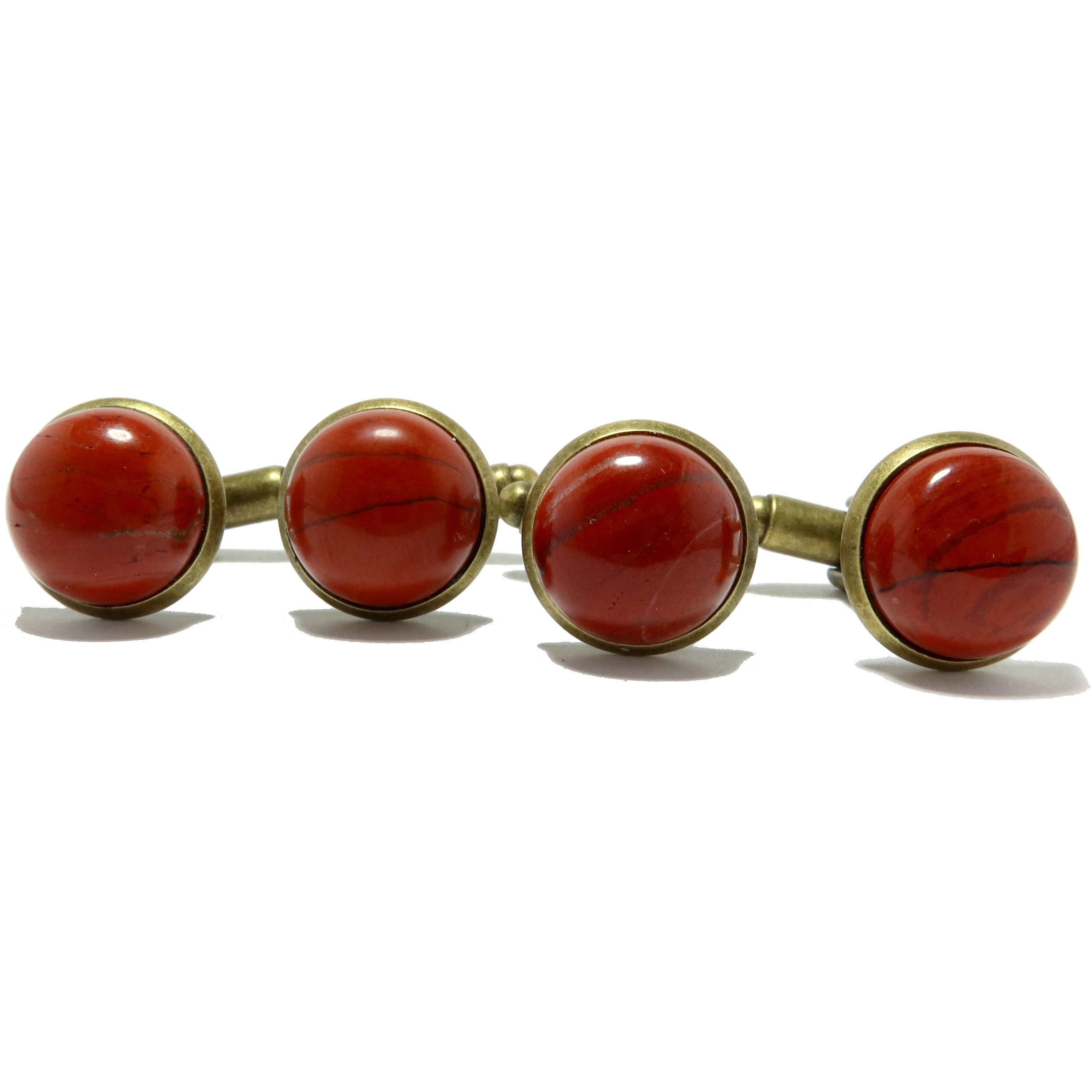 Boutons de manchette en jaspe rouge Pierre énergisante Bronze vieilli