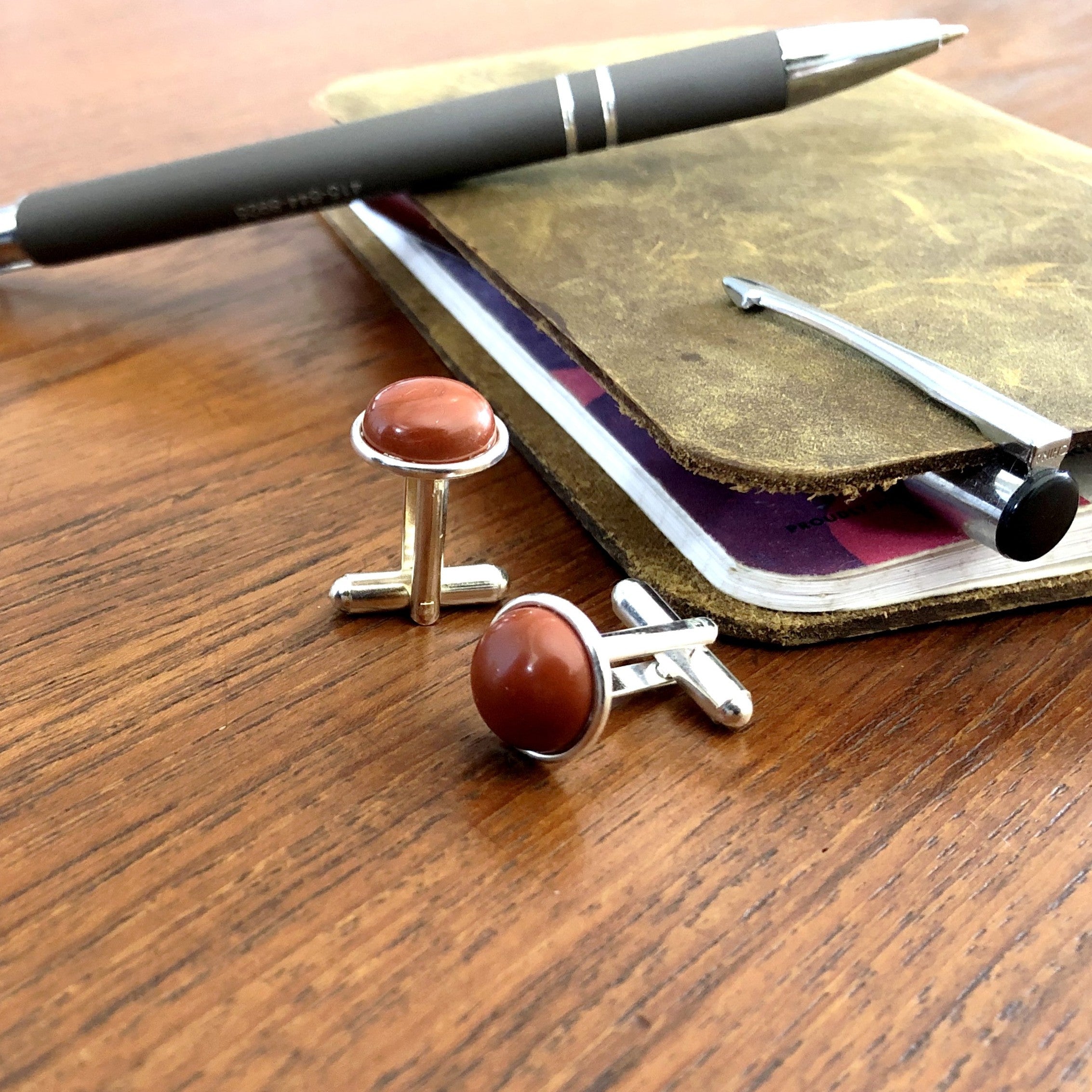 Red Jasper Cufflinks Crystal Lifestyle Silver