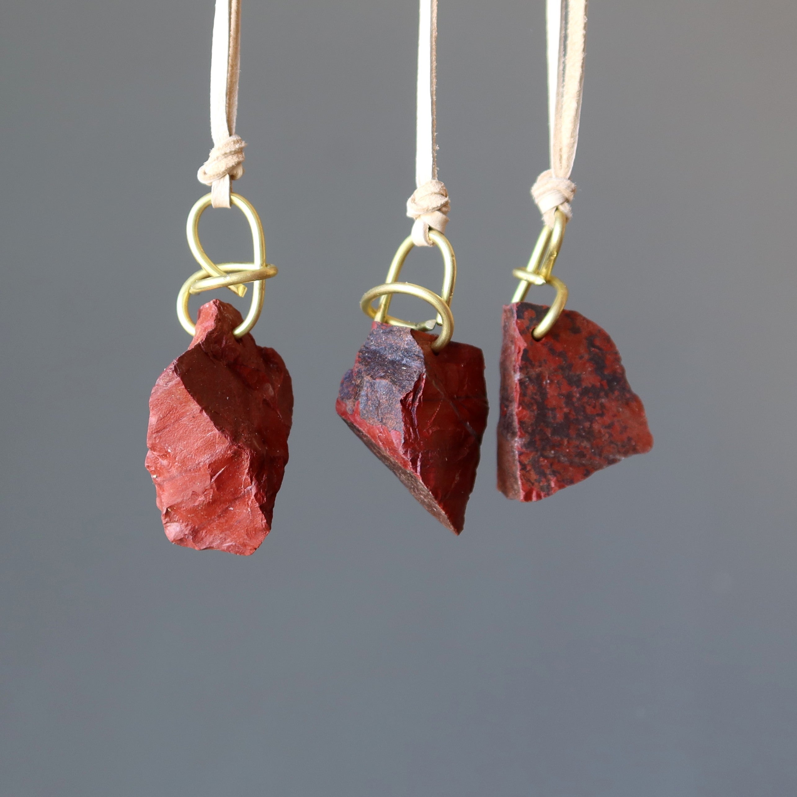 Red Jasper Necklace Caveman Fire Stone Leather