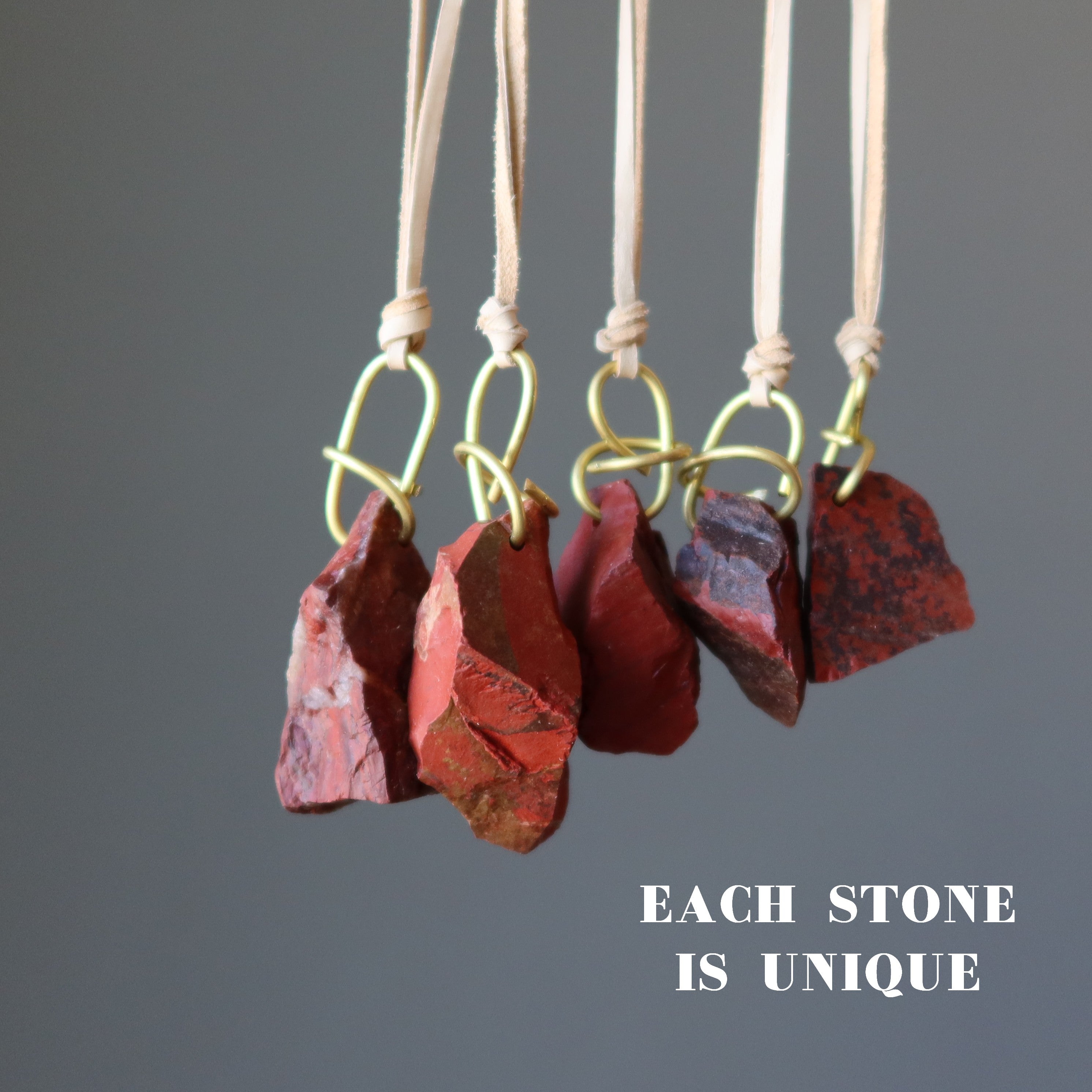 Red Jasper Necklace Caveman Fire Stone Leather