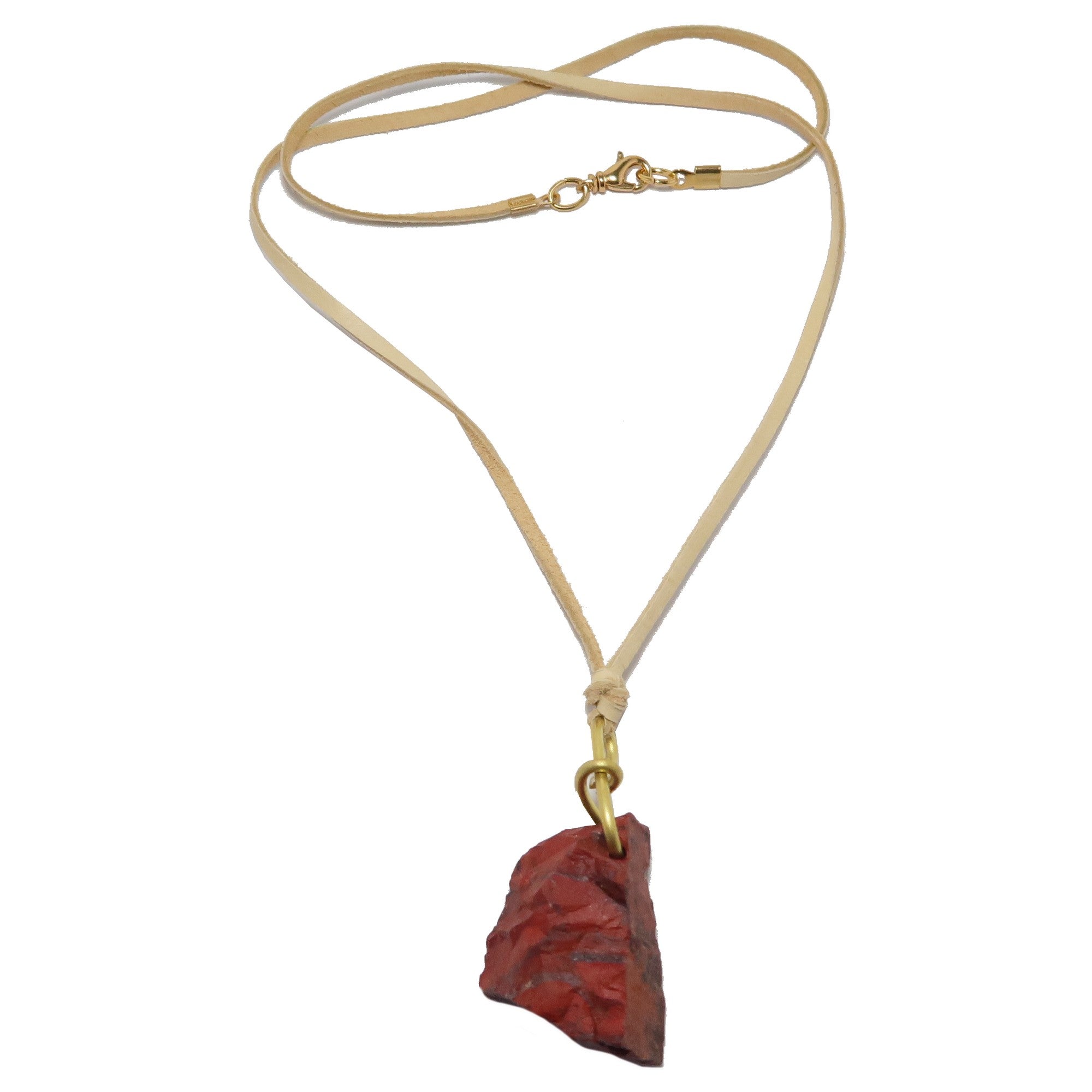 Red Jasper Necklace Caveman Fire Stone Leather