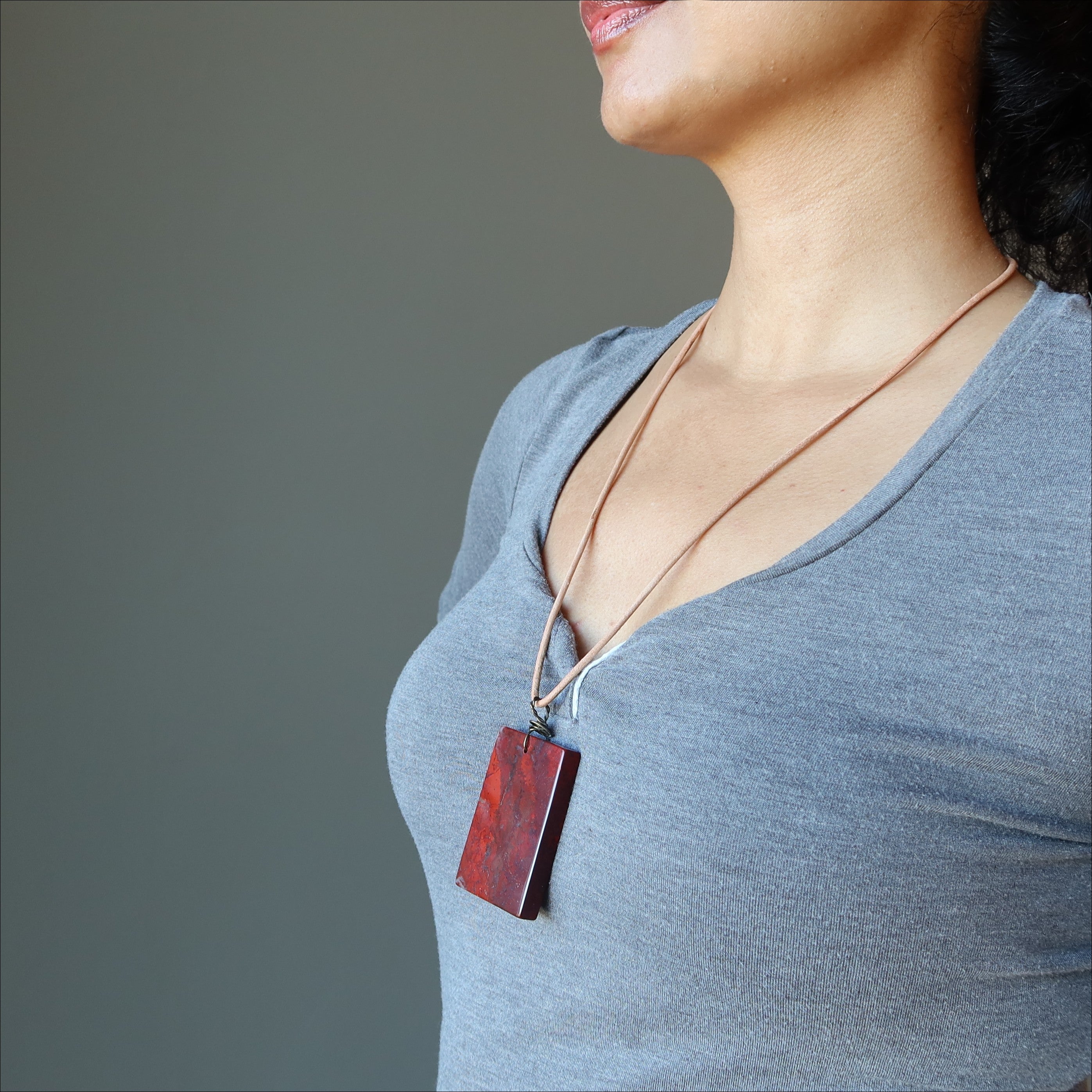 Red Jasper Necklace Door to Desires Stone Leather